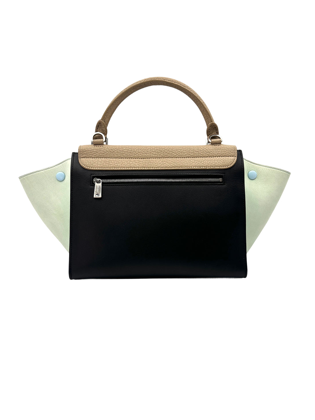 Celine Trapeze Beige/Black Leather Handle Bag CE165