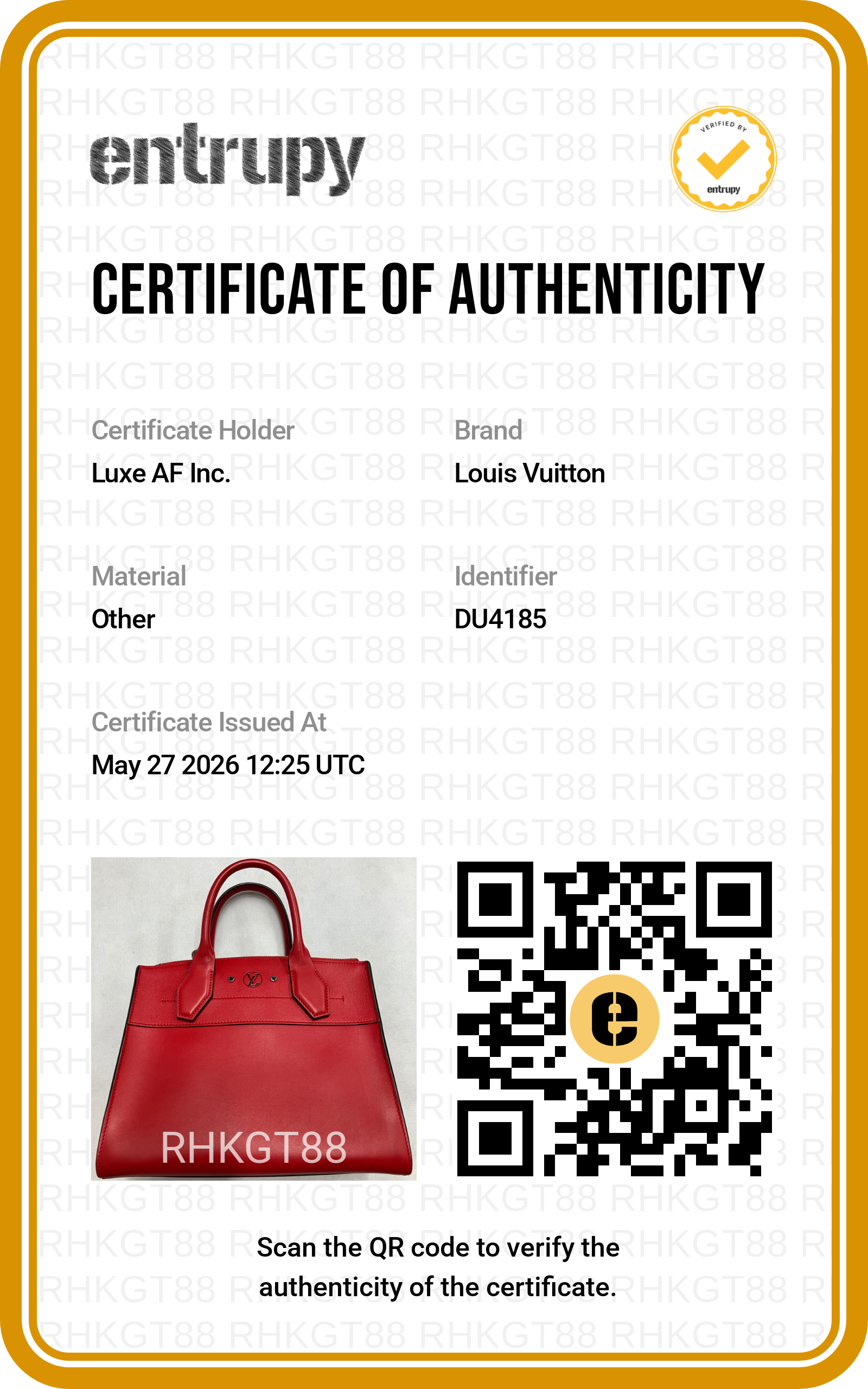 Louis Vuitton City Steamer Red Grained Leather Handle Bag LV2850