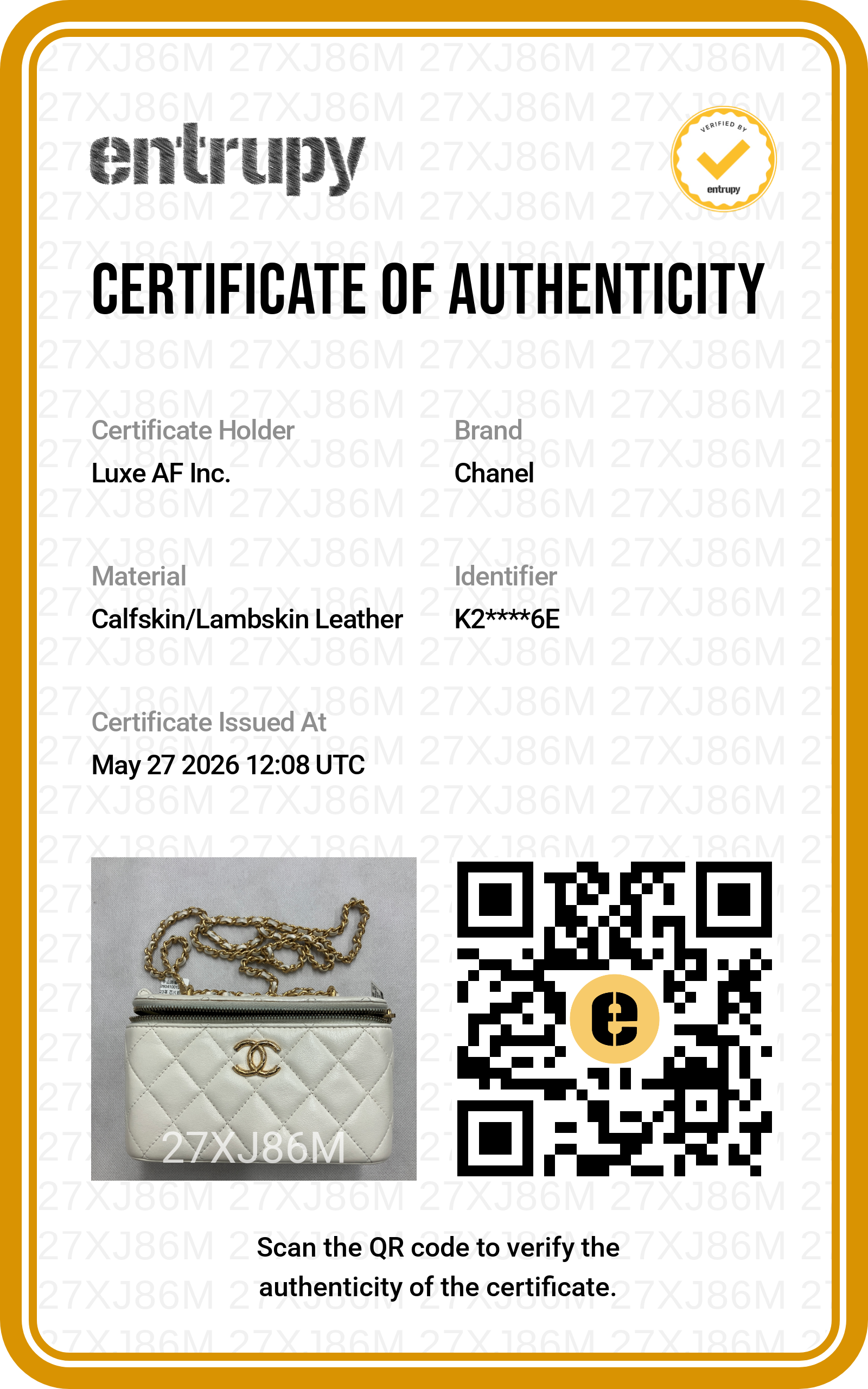 Chanel White Quilted Lambskin Vanity Case(K2***6E) CC2037