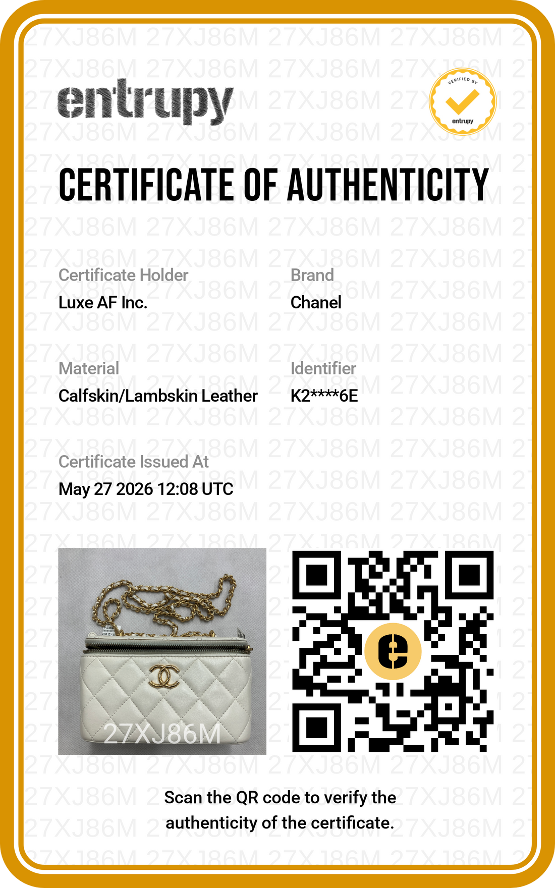 Chanel White Quilted Lambskin Vanity Case(K2***6E) CC2037