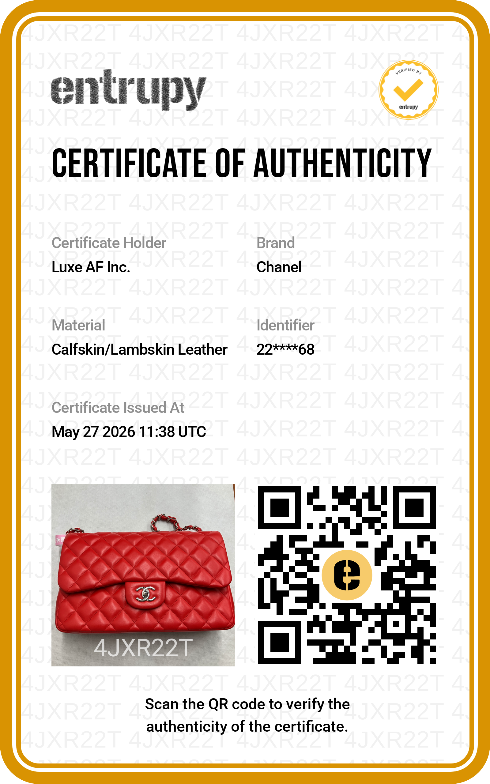 Chanel Classic Flap Red Quilted Leather Flap Bag With Gold Buckle(22***68) CC2032