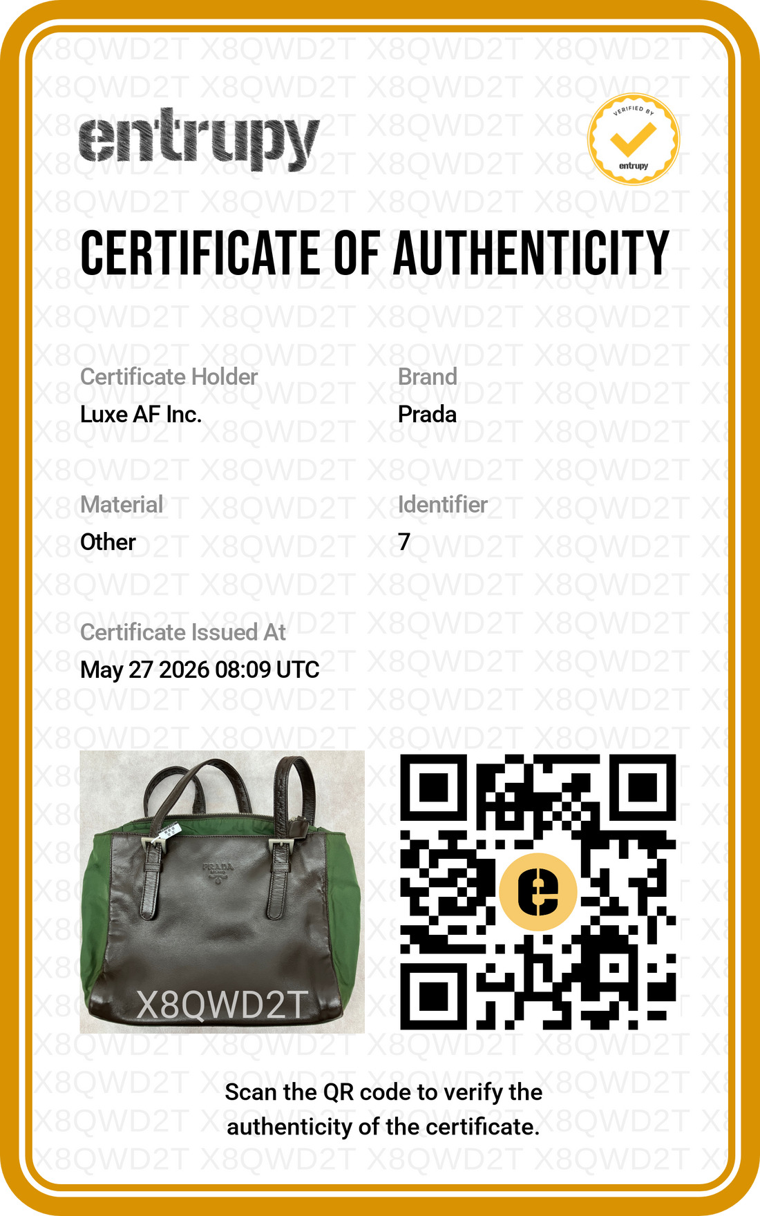 Prada Brown/Green Nappa Leather Handle Bag PR439
