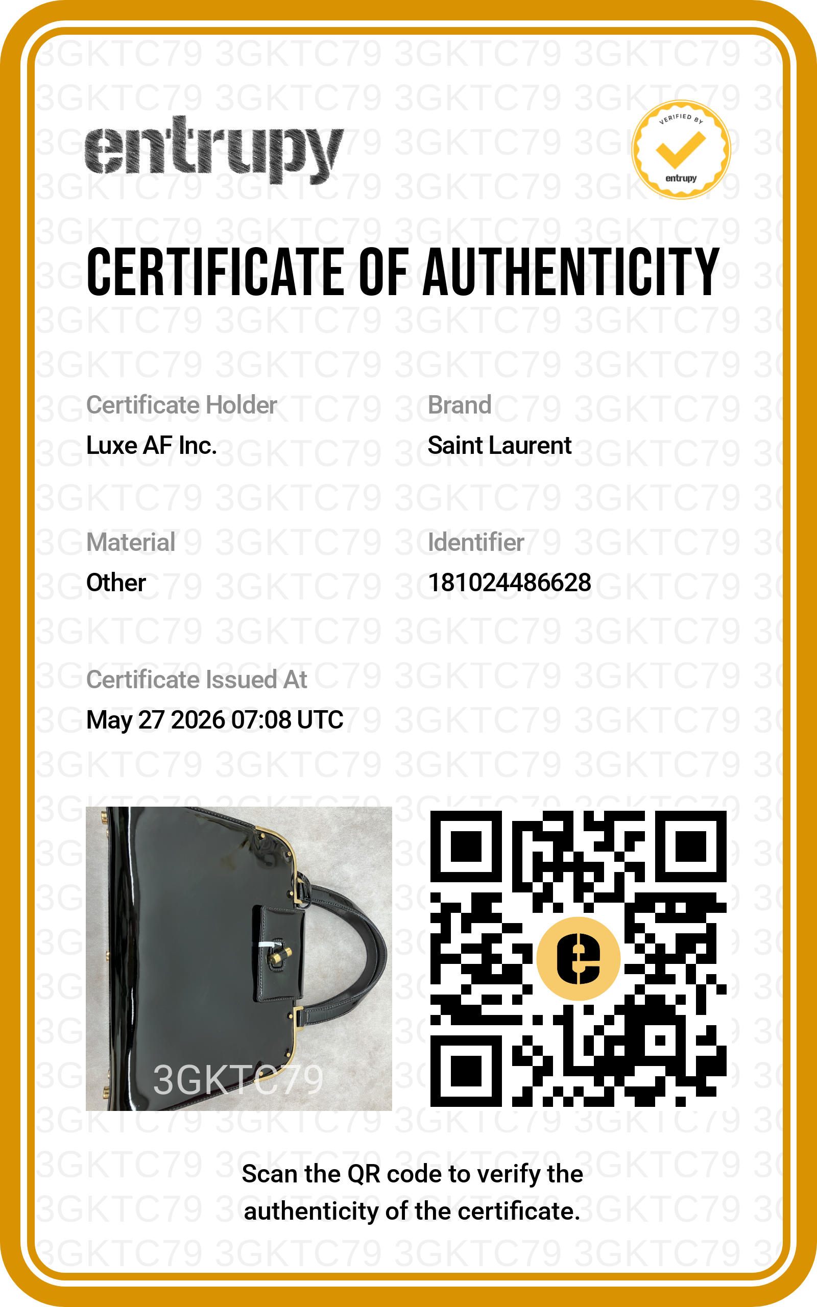 Saint Laurent Black Patent Leather Handle Bag SL243