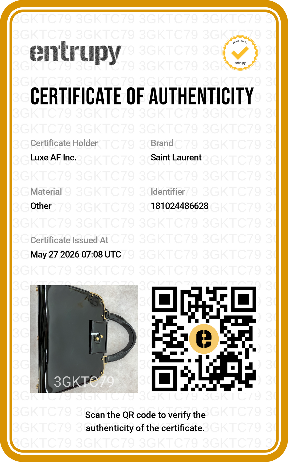 Saint Laurent Black Patent Leather Handle Bag SL243