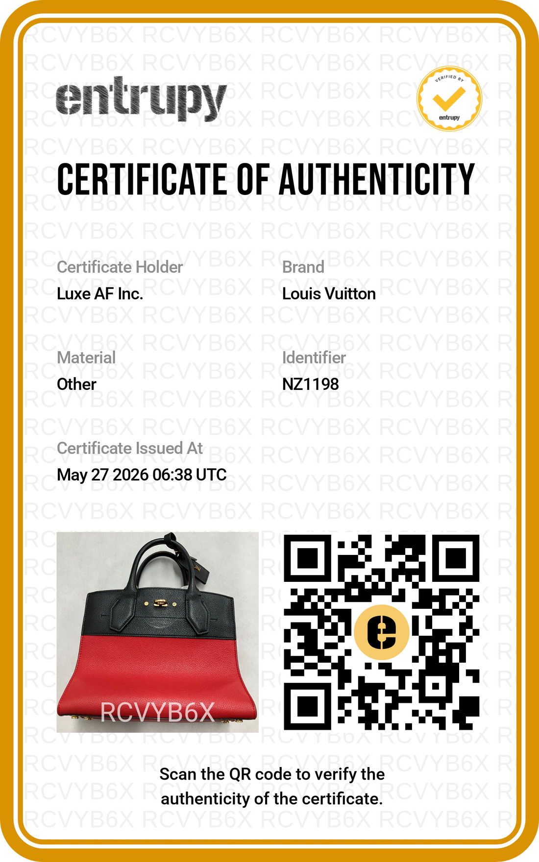 Louis Vuitton City Steamer Black/Red Grained Leather Handle Bag LV2939