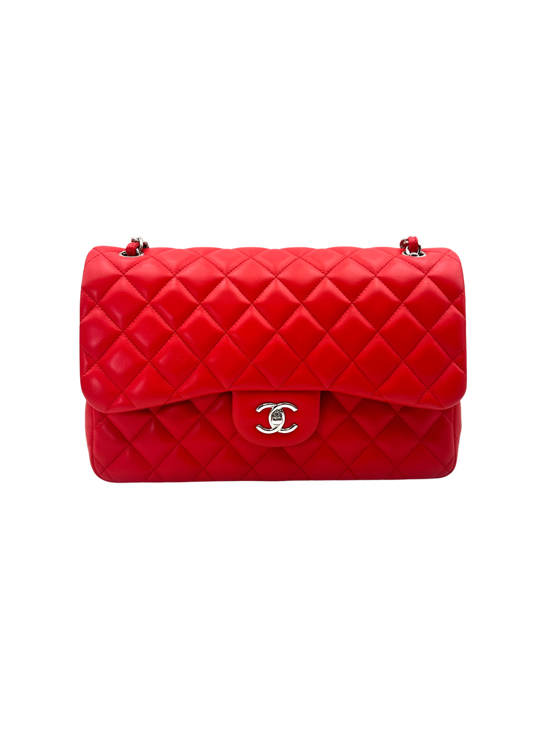 Chanel Classic Flap Red Quilted Leather Flap Bag With Gold Buckle(22***68) CC2032