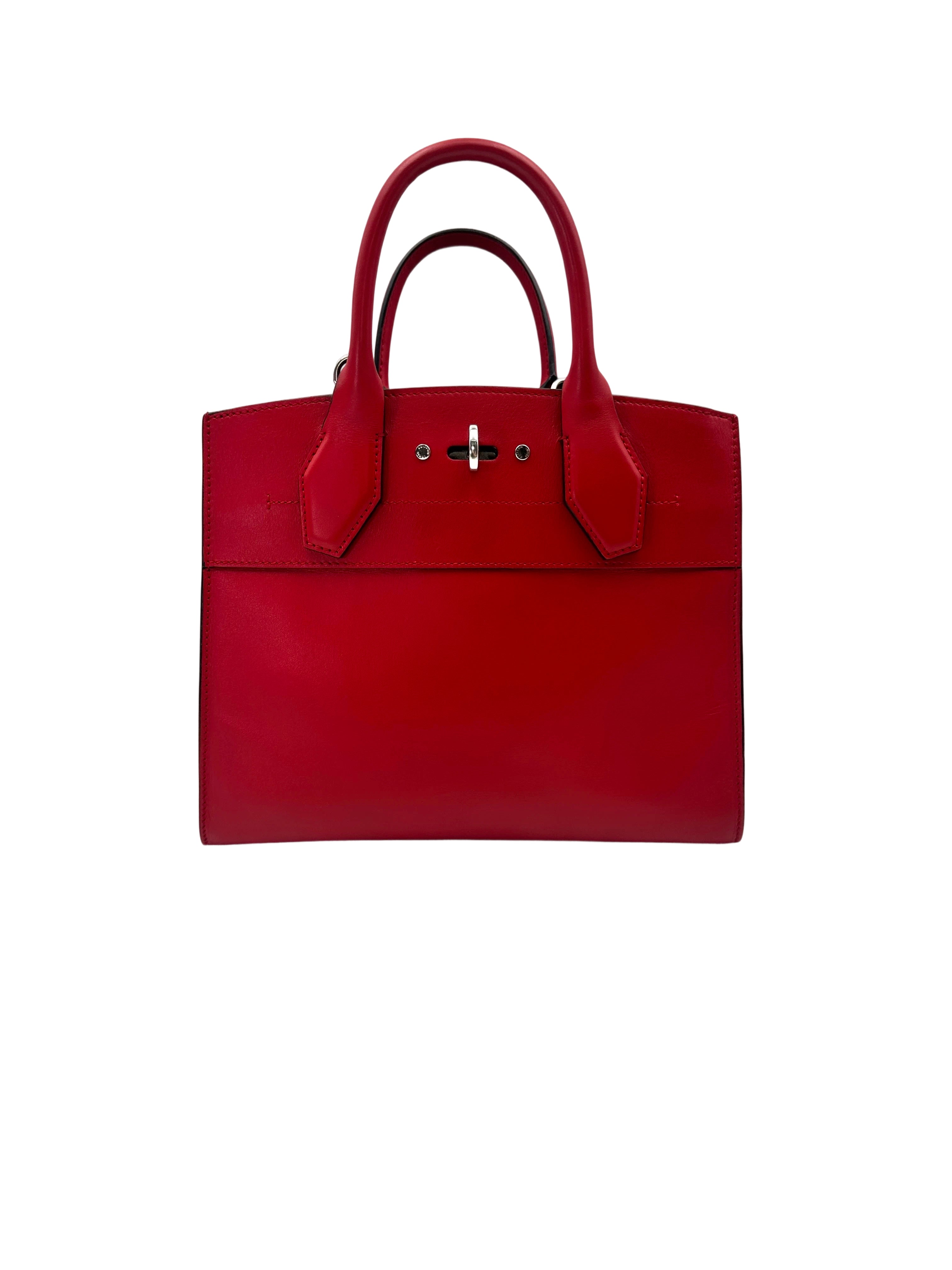 Louis Vuitton City Steamer Red Grained Leather Handle Bag LV2850