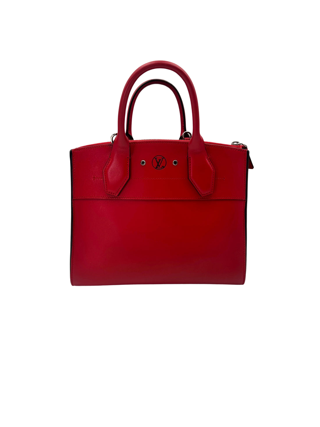 Louis Vuitton City Steamer Red Grained Leather Handle Bag LV2850