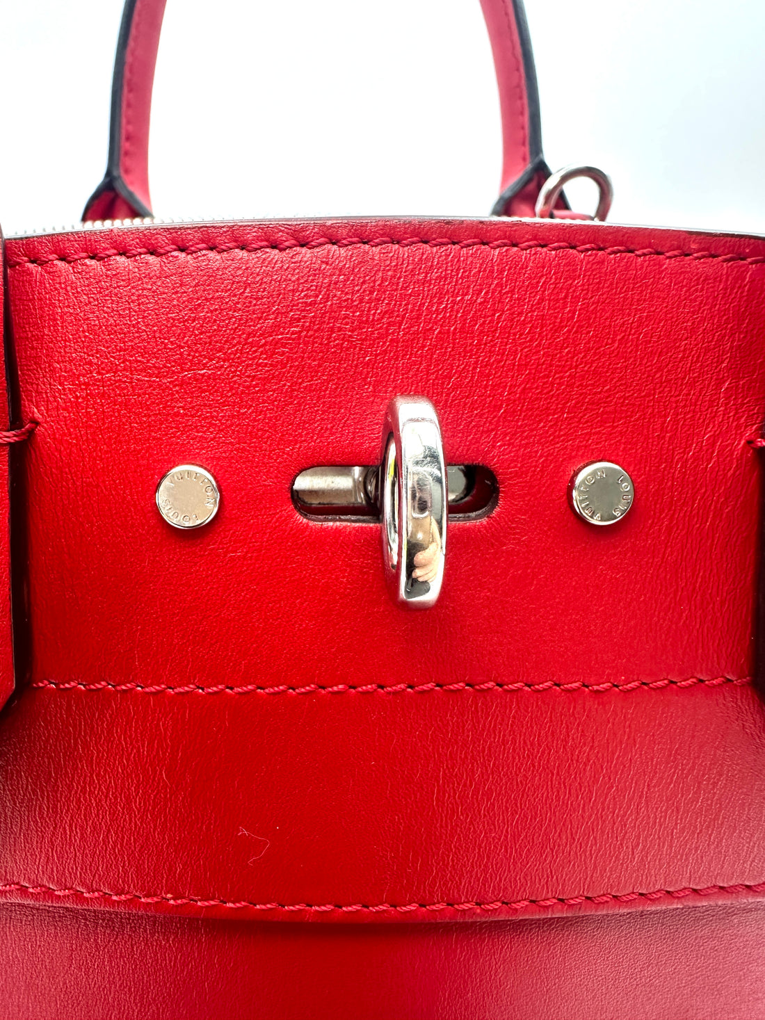 Louis Vuitton City Steamer Red Grained Leather Handle Bag LV2850