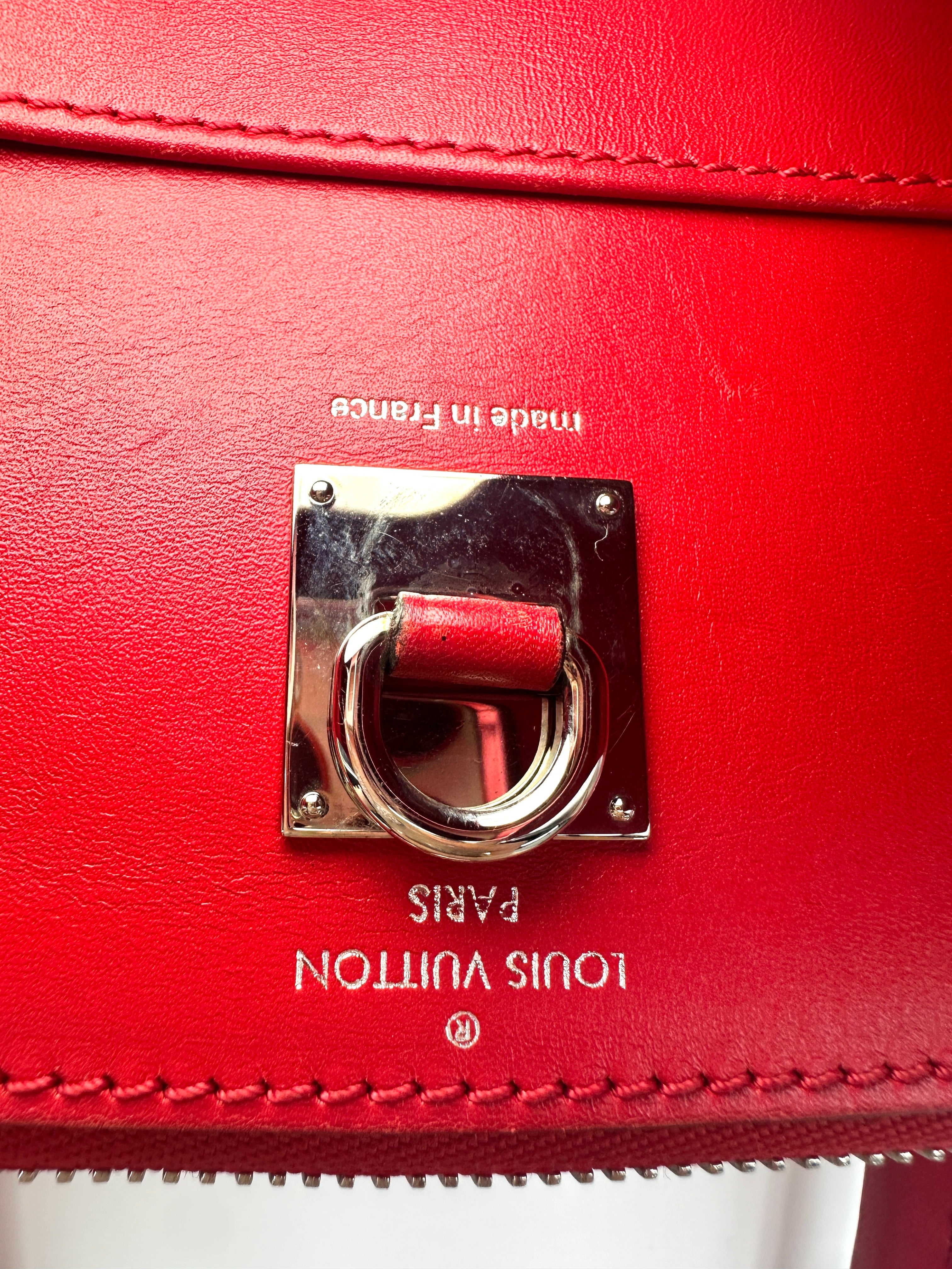 Louis Vuitton City Steamer Red Grained Leather Handle Bag LV2850