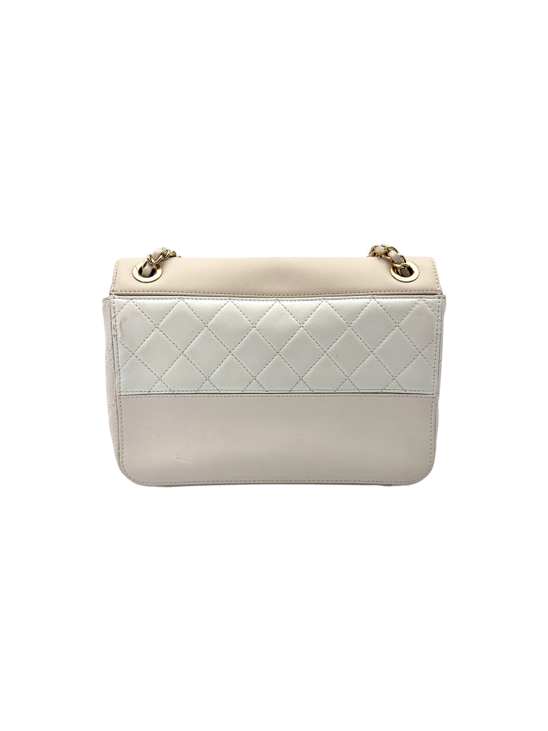Chanel White Quilted Leather Flap Bag With Gold Buckle(28***60) CC2034