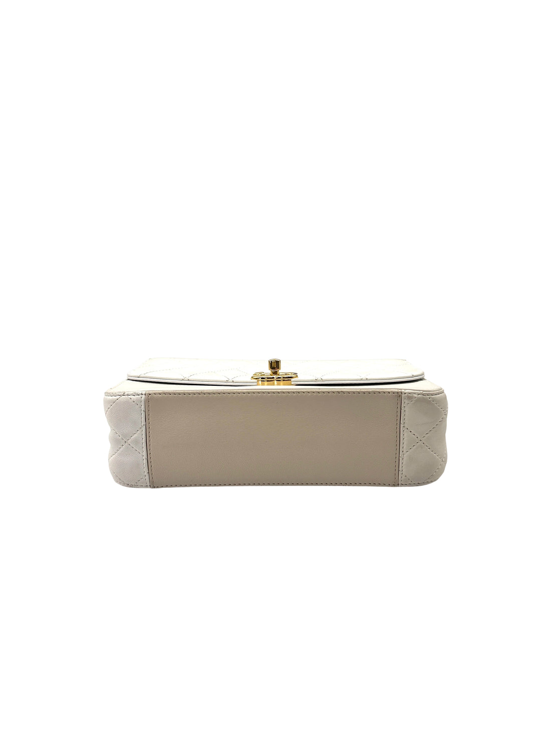 Chanel White Quilted Leather Flap Bag With Gold Buckle(28***60) CC2034