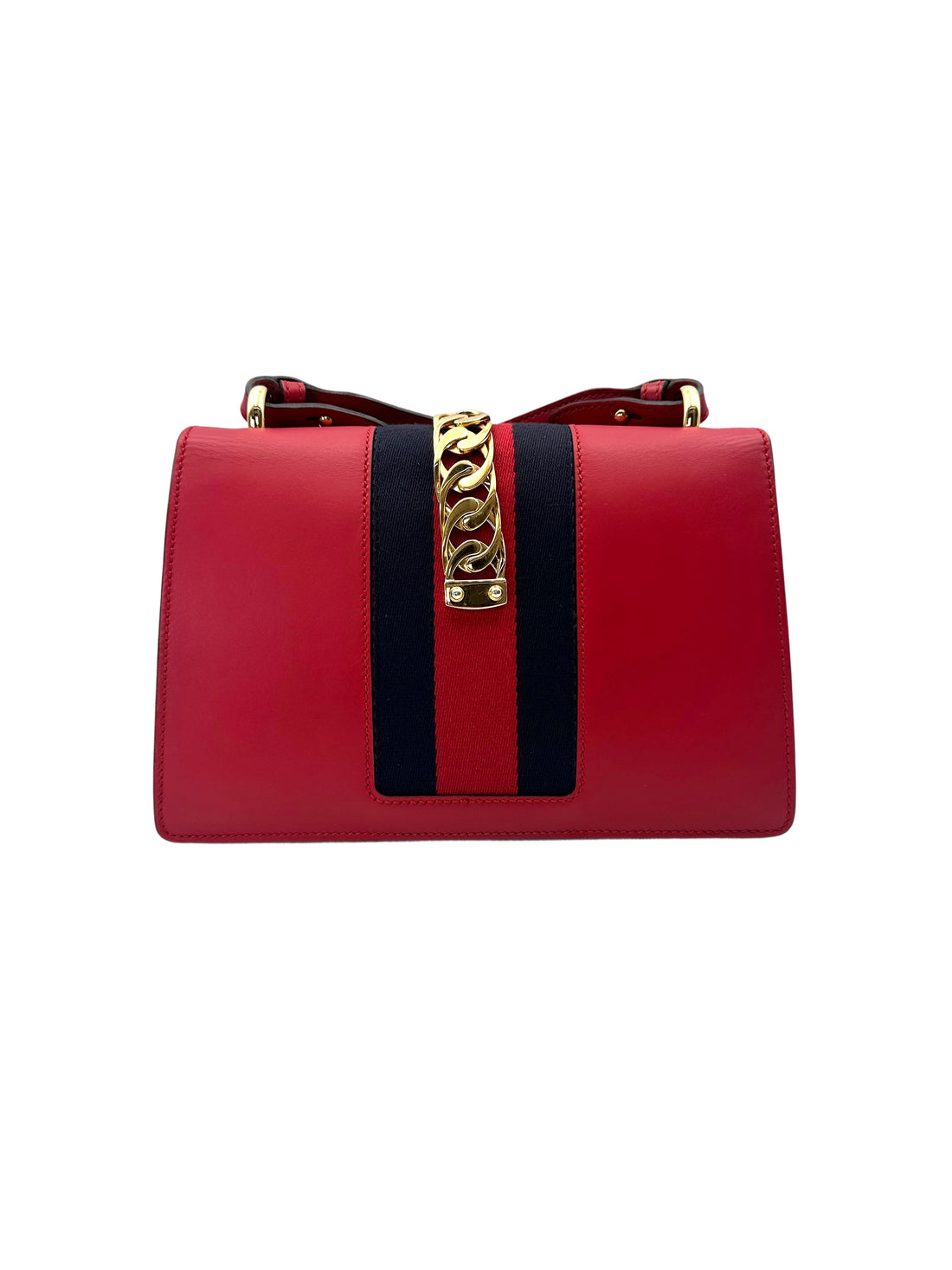 Gucci Sylvie Red Leather Medium Size Shoulder Bag GG1117