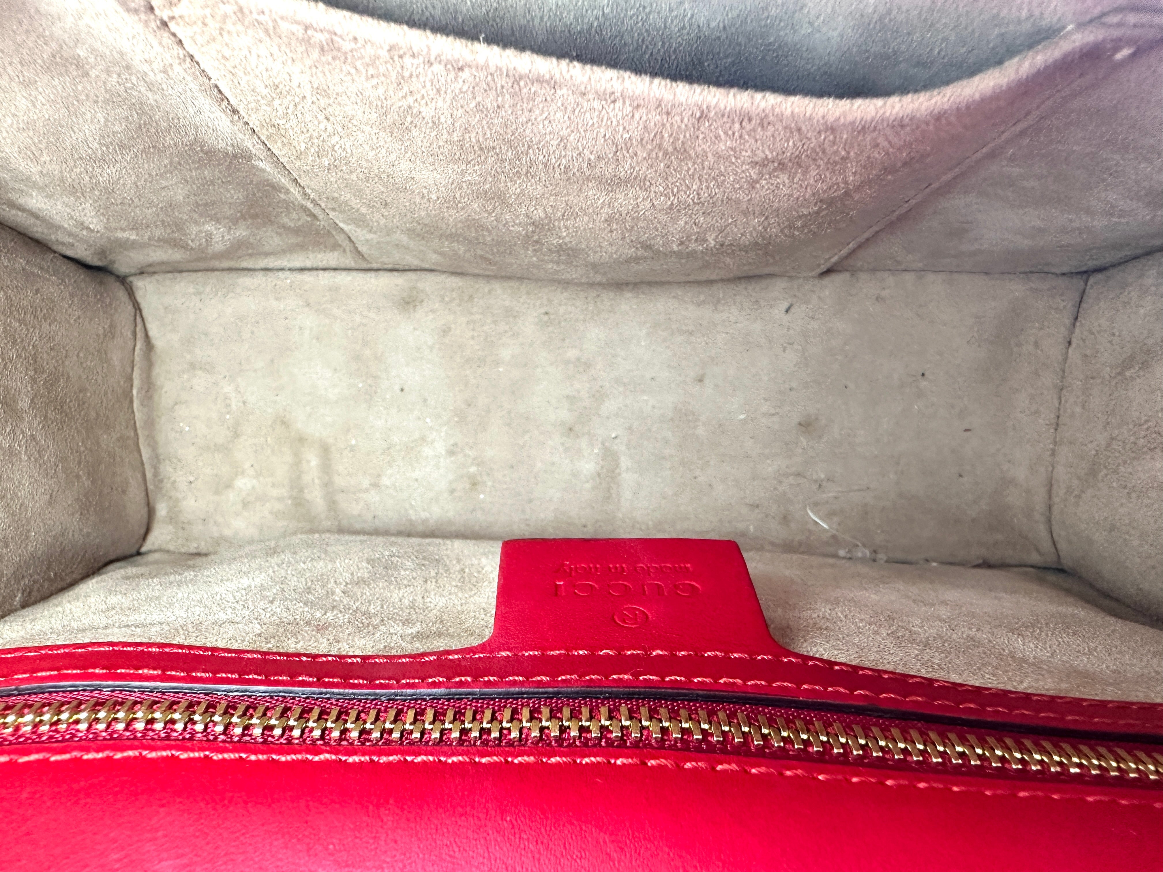 Gucci Sylvie Red Leather Medium Size Shoulder Bag GG1117