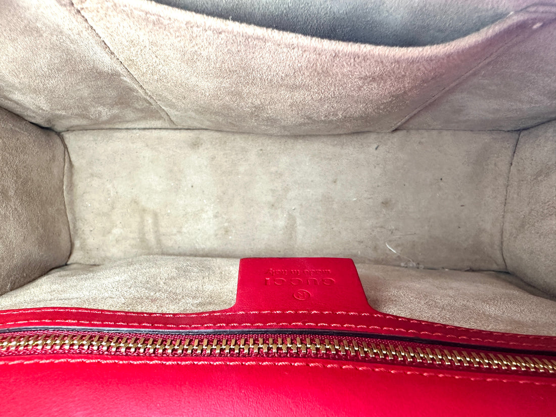 Gucci Sylvie Red Leather Medium Size Shoulder Bag GG1117