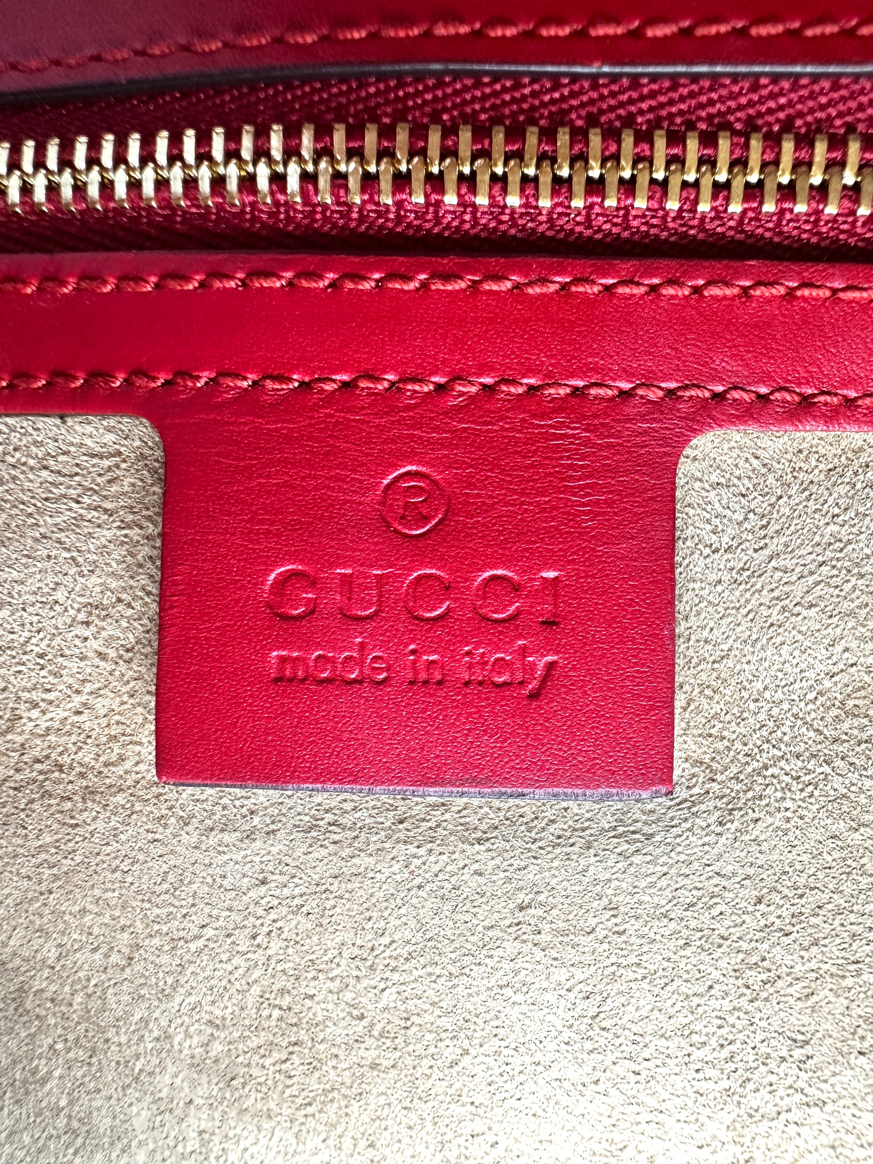 Gucci Sylvie Red Leather Medium Size Shoulder Bag GG1117