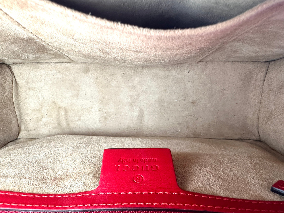 Gucci Sylvie Red Leather Medium Size Shoulder Bag GG1117