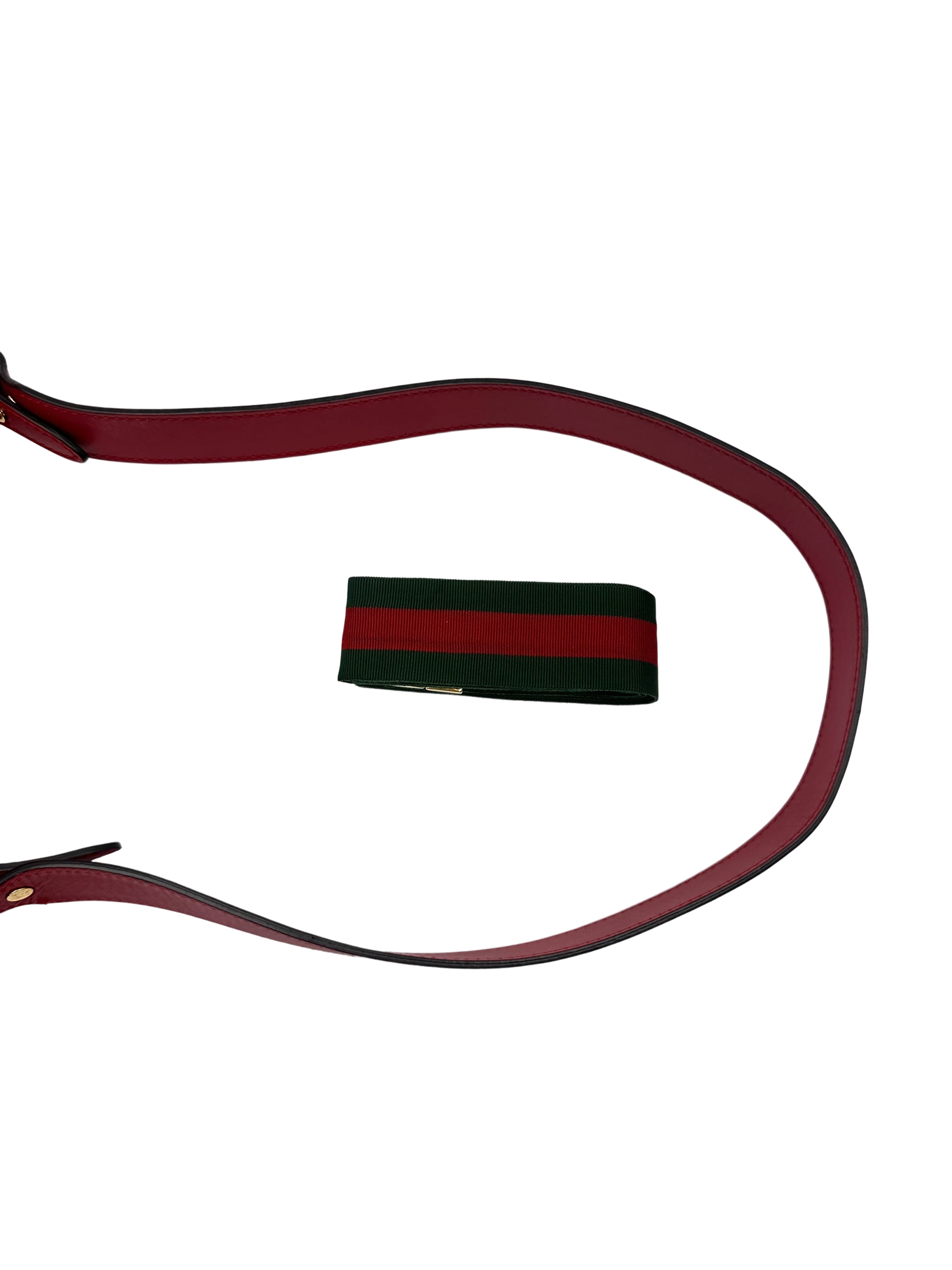 Gucci Sylvie Red Leather Medium Size Shoulder Bag GG1117