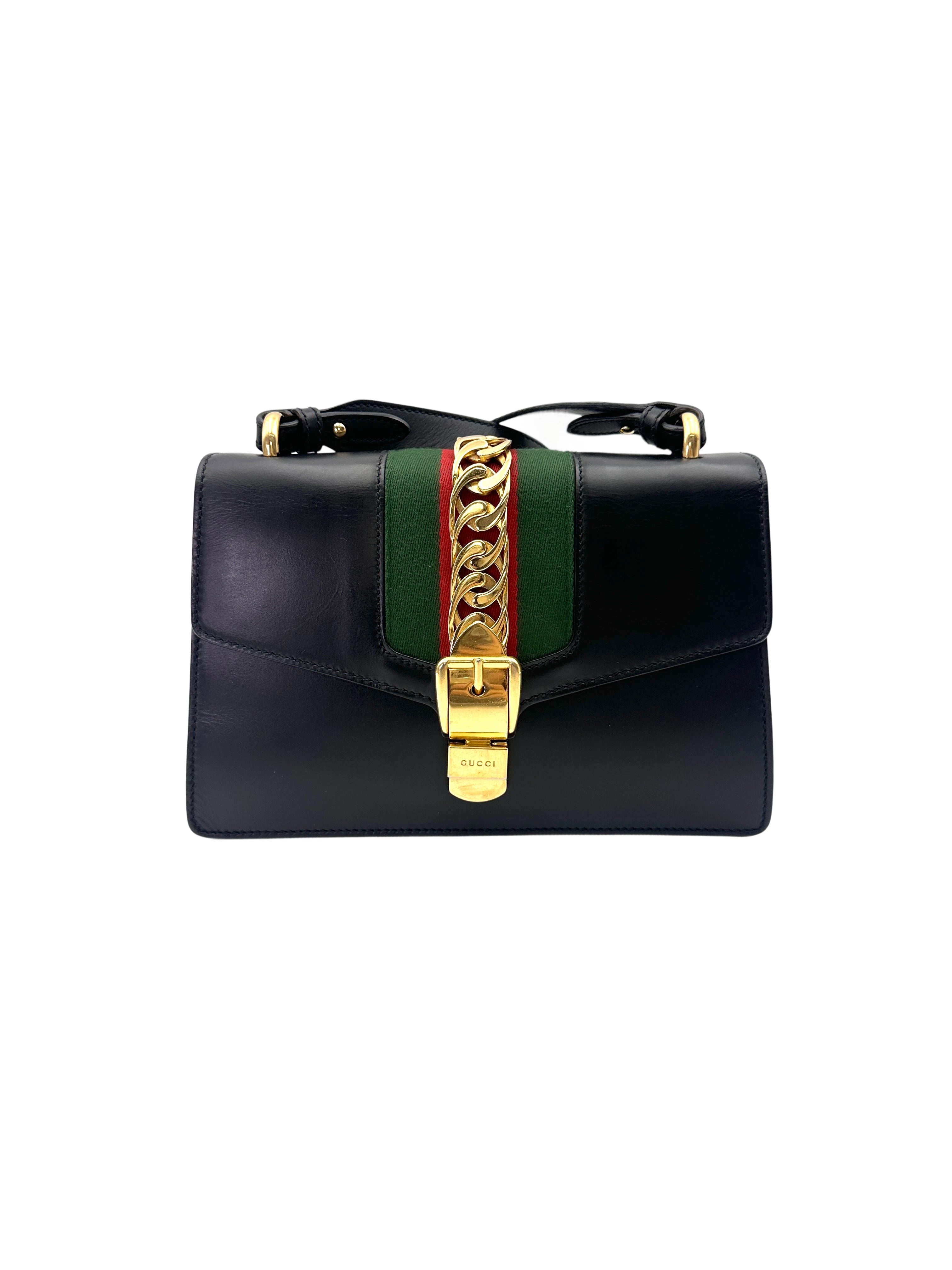 Gucci Sylvie Black Leather Shoulder Bag GG1119