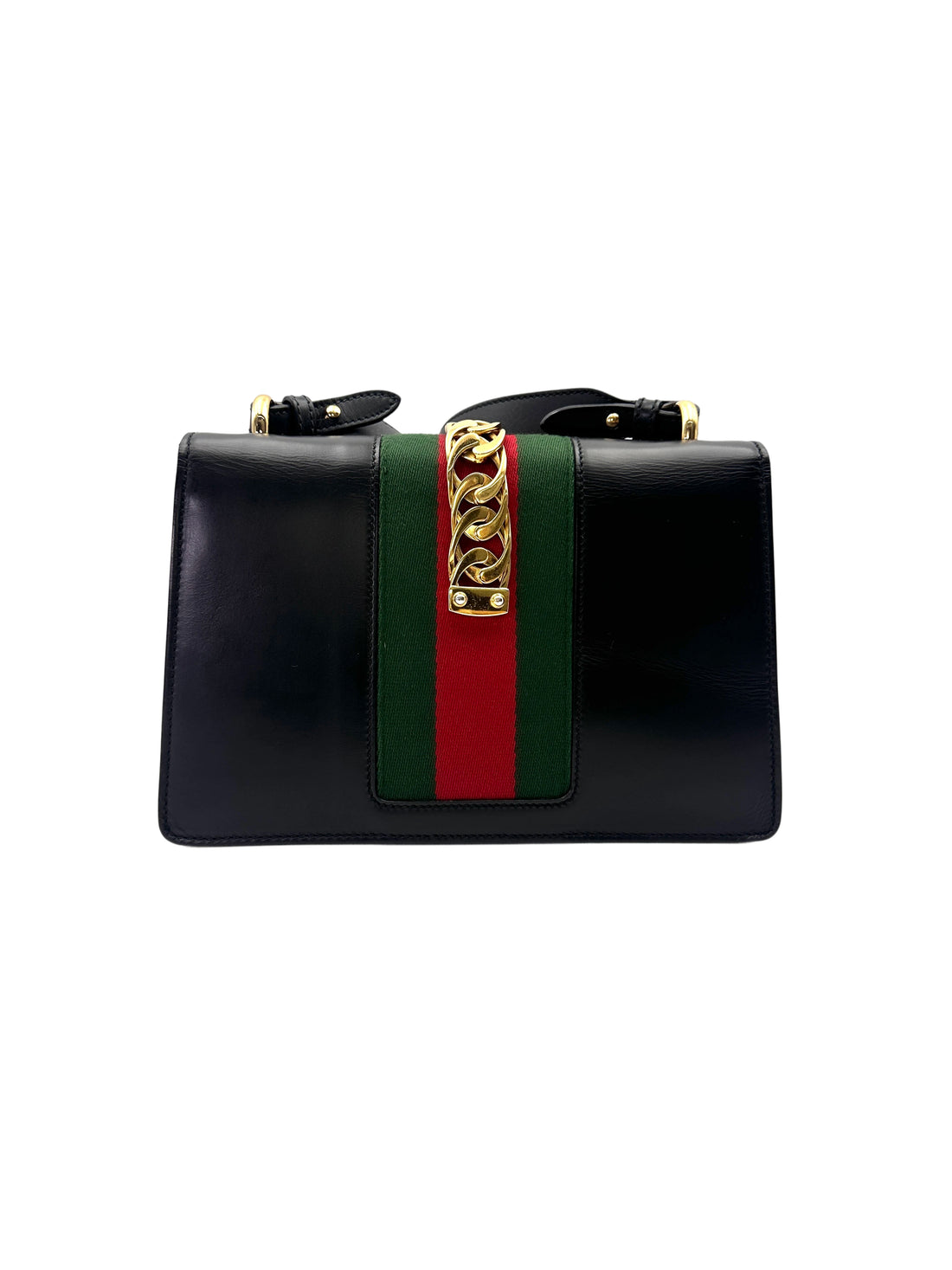 Gucci Sylvie Black Leather Shoulder Bag GG1119