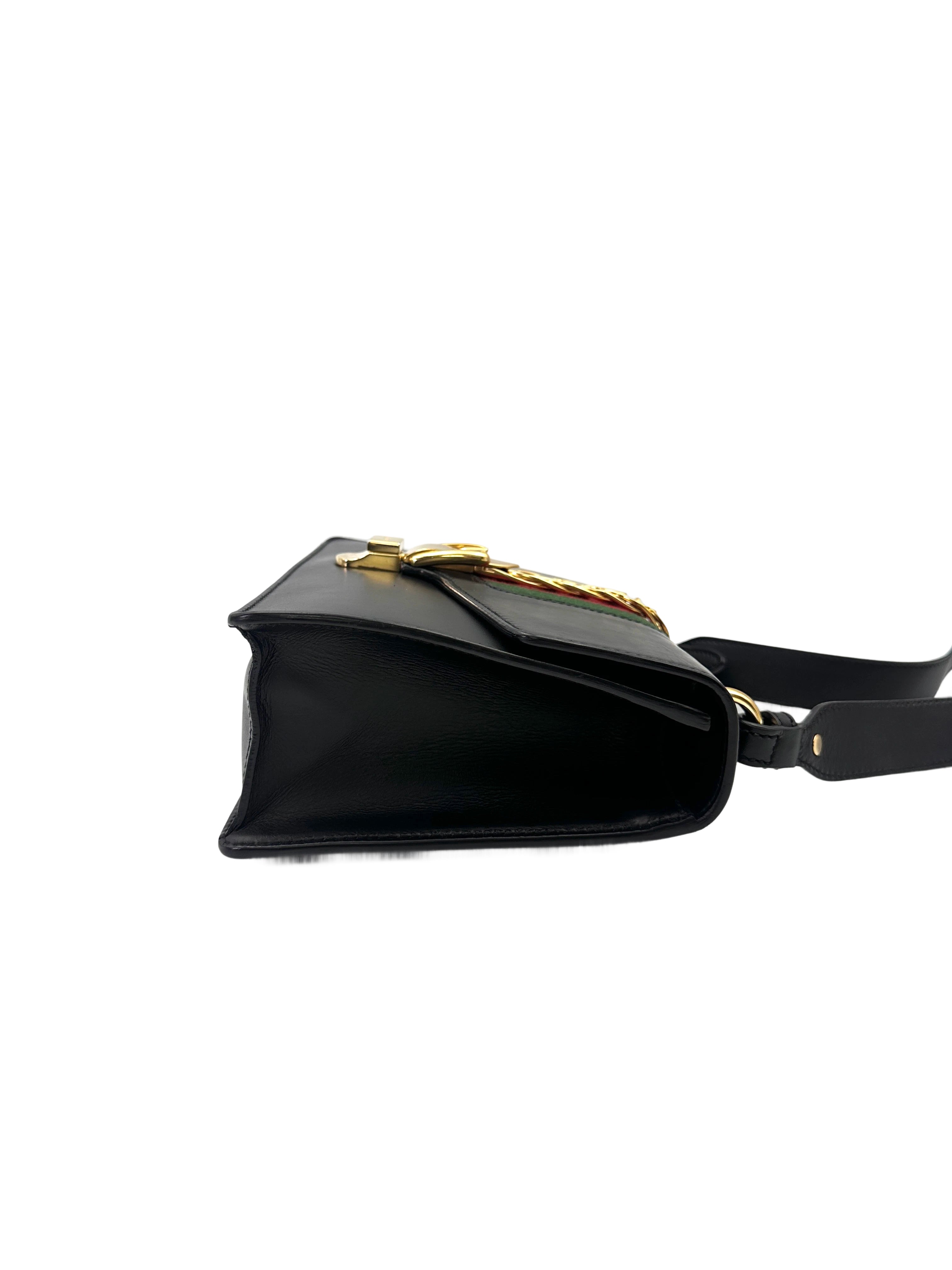 Gucci Sylvie Black Leather Shoulder Bag GG1119