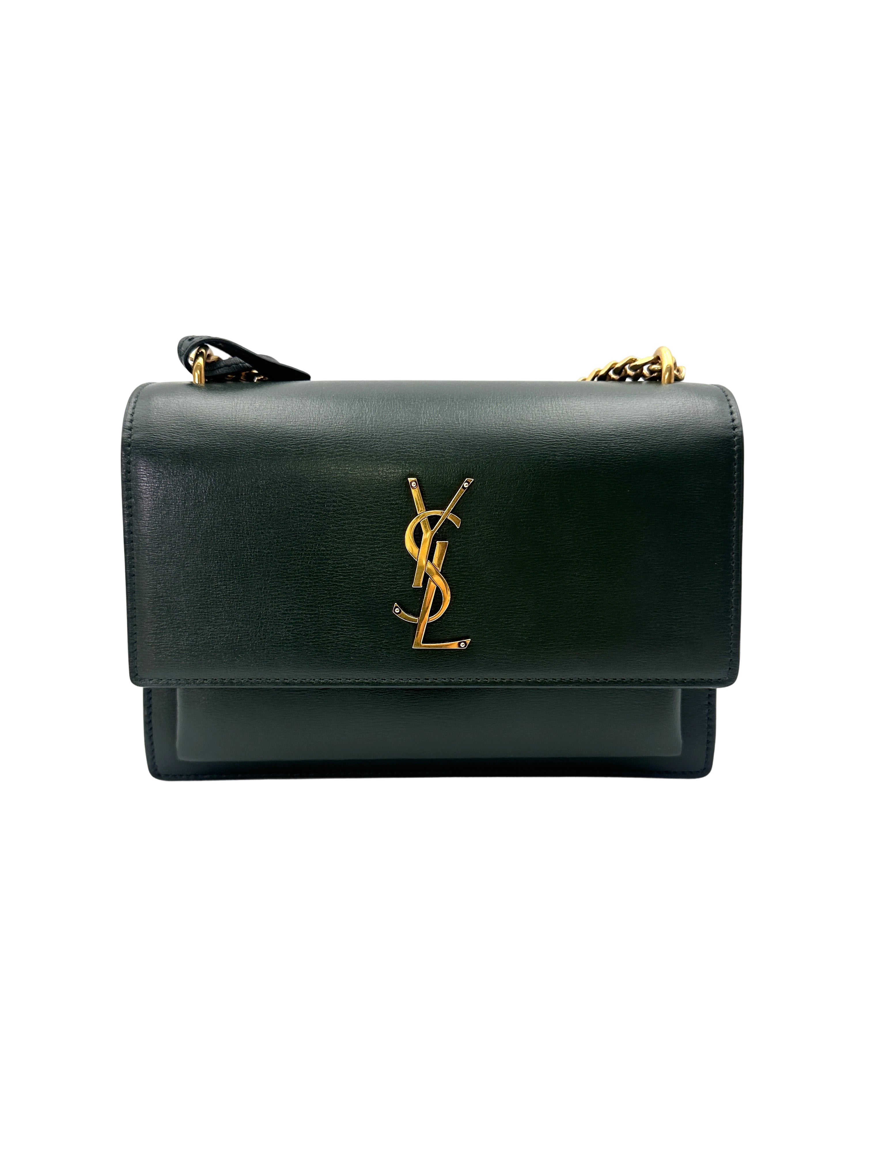Saint Laurent Sunset Green Leather Shoulder Bag SL244