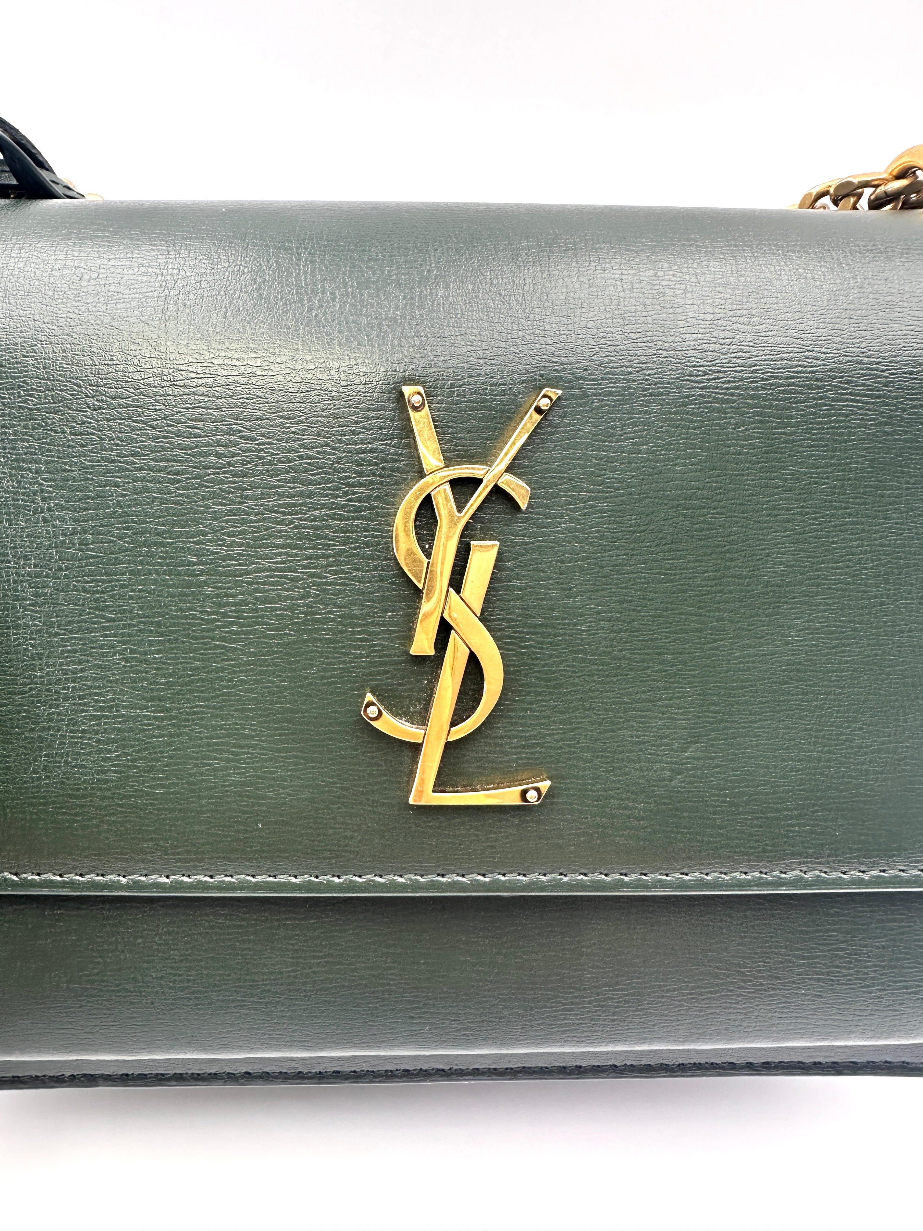 Saint Laurent Sunset Green Leather Shoulder Bag SL244