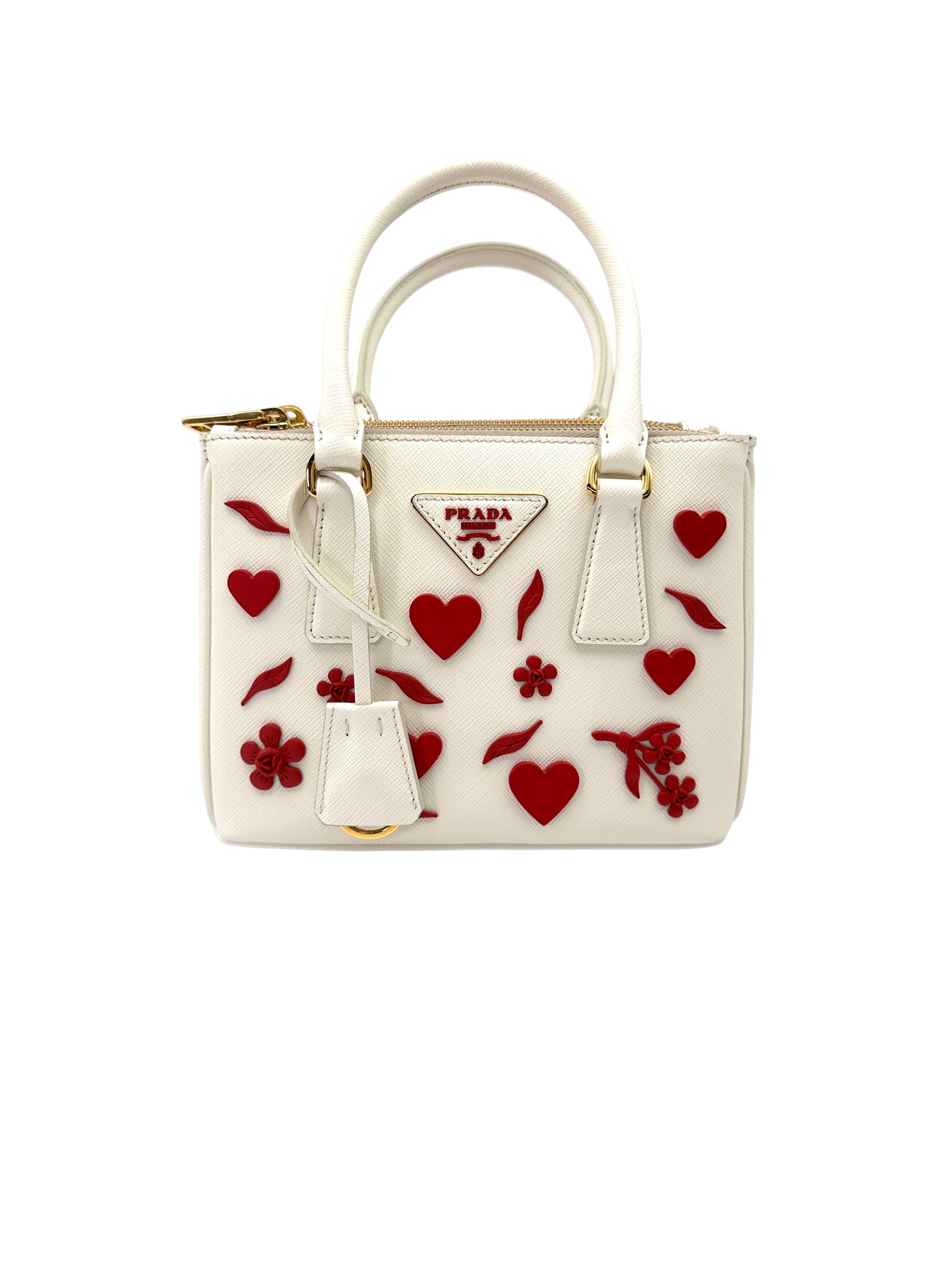 Prada Galleria Valentine's Day Special White Saffiano Leather Handle Bag PR392