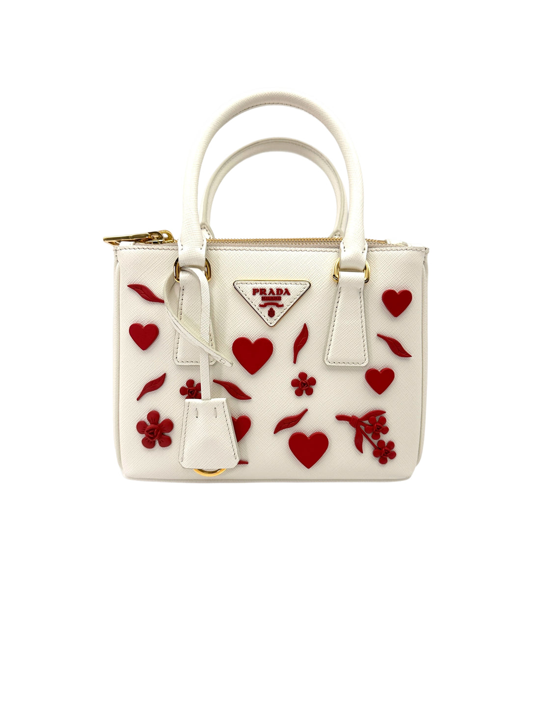 Prada Galleria Valentine's Day Special White Saffiano Leather Handle Bag PR392