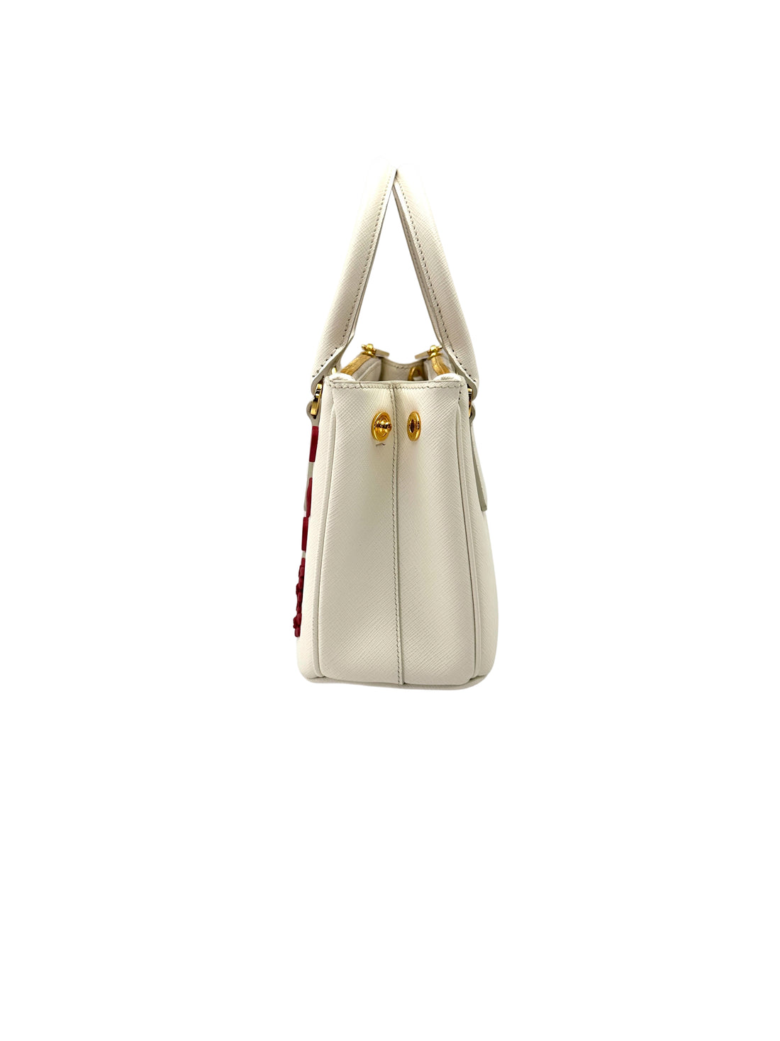 Prada Galleria Valentine's Day Special White Saffiano Leather Handle Bag PR392
