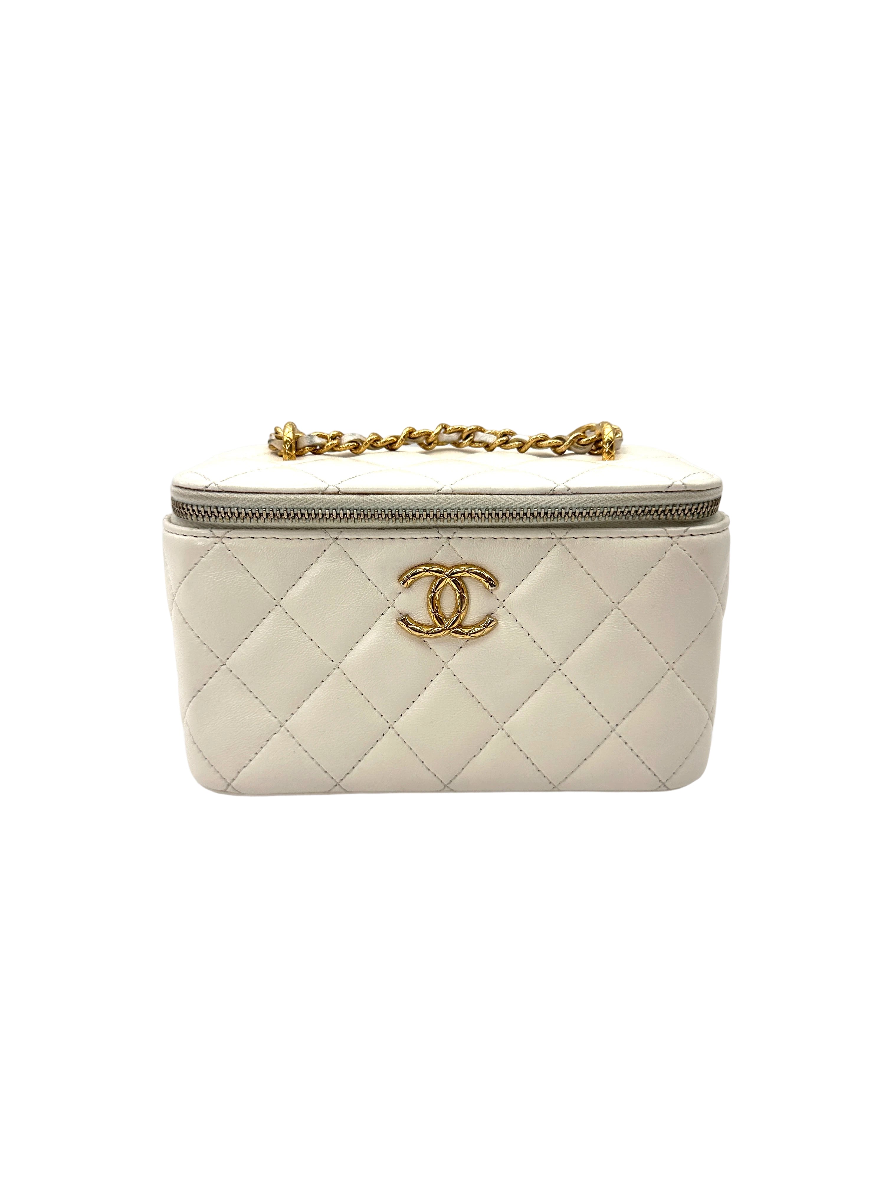 Chanel White Quilted Lambskin Vanity Case(K2***6E) CC2037