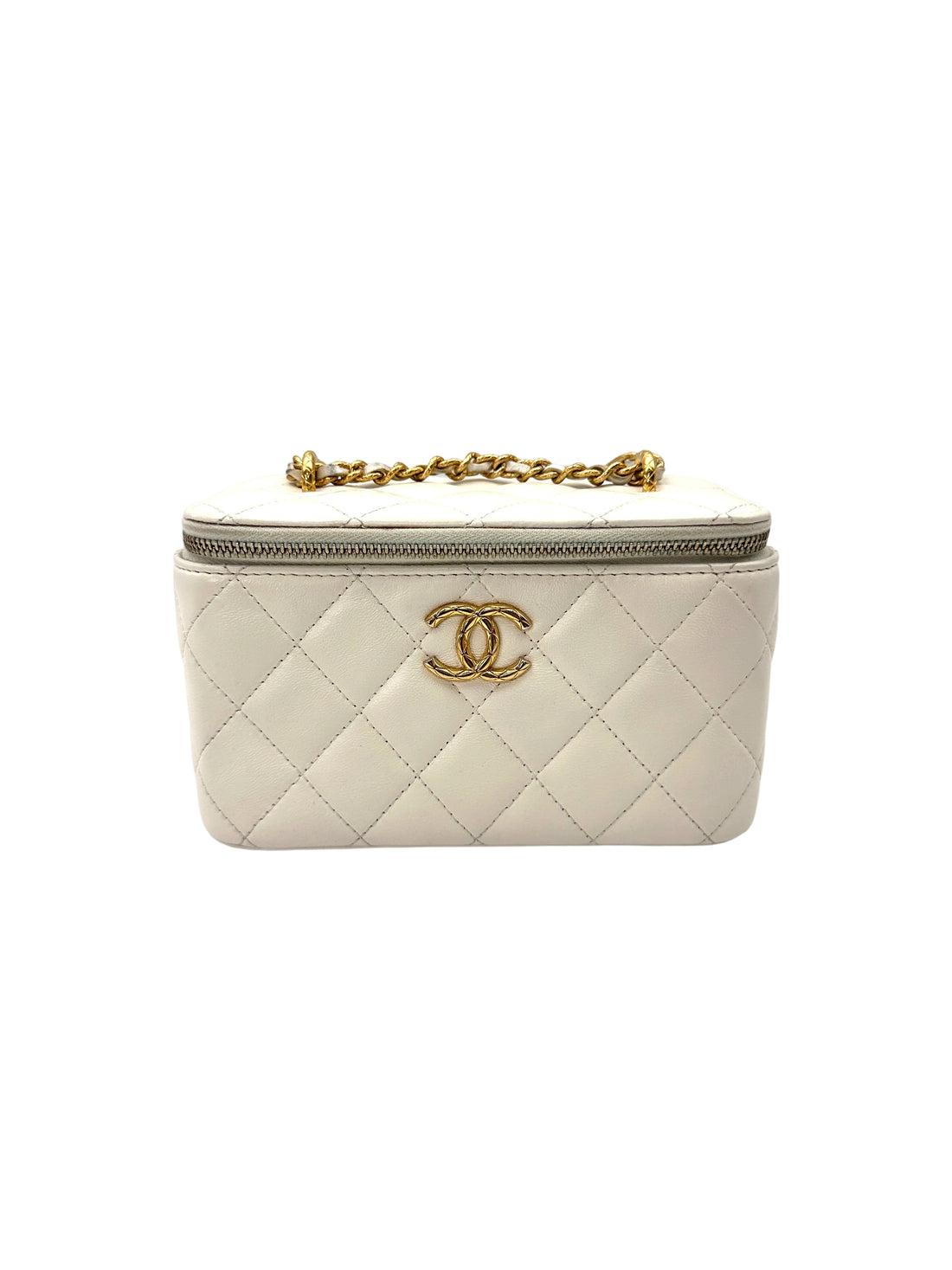 Chanel White Quilted Lambskin Vanity Case(K2***6E) CC2037