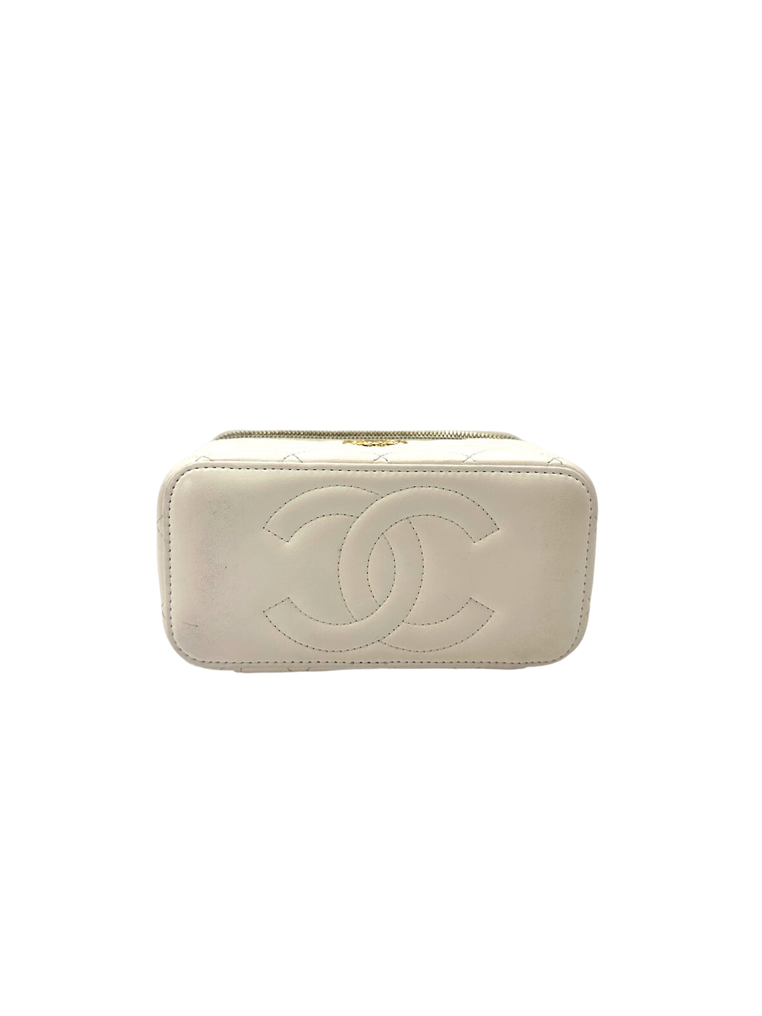 Chanel White Quilted Lambskin Vanity Case(K2***6E) CC2037