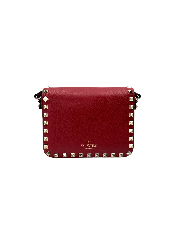 Valentino Garavani Rockstud Red Leather Flap Bag VT29