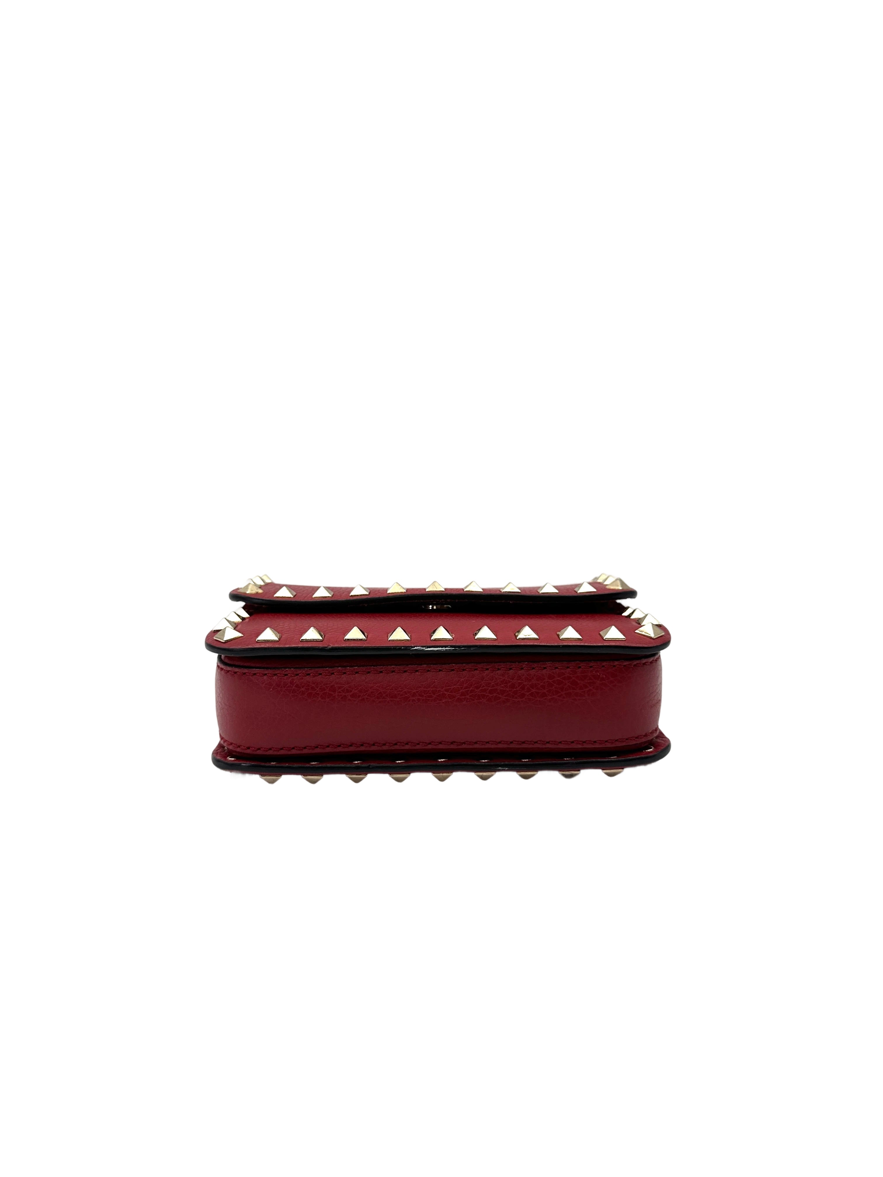 Valentino Garavani Rockstud Red Leather Flap Bag VT29