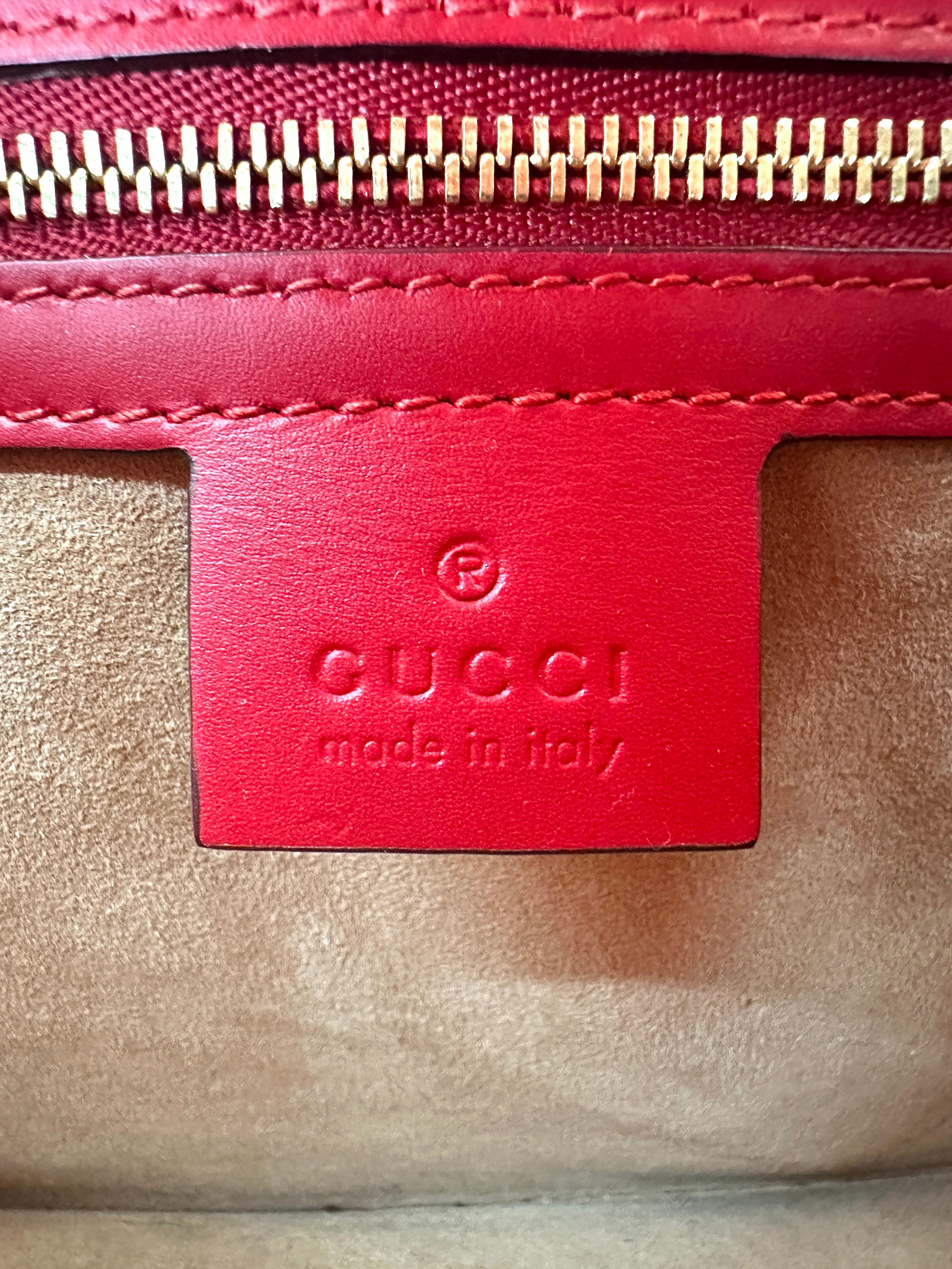 Gucci Sylvie Red Leather Medium Size Shoulder Bag GG1118