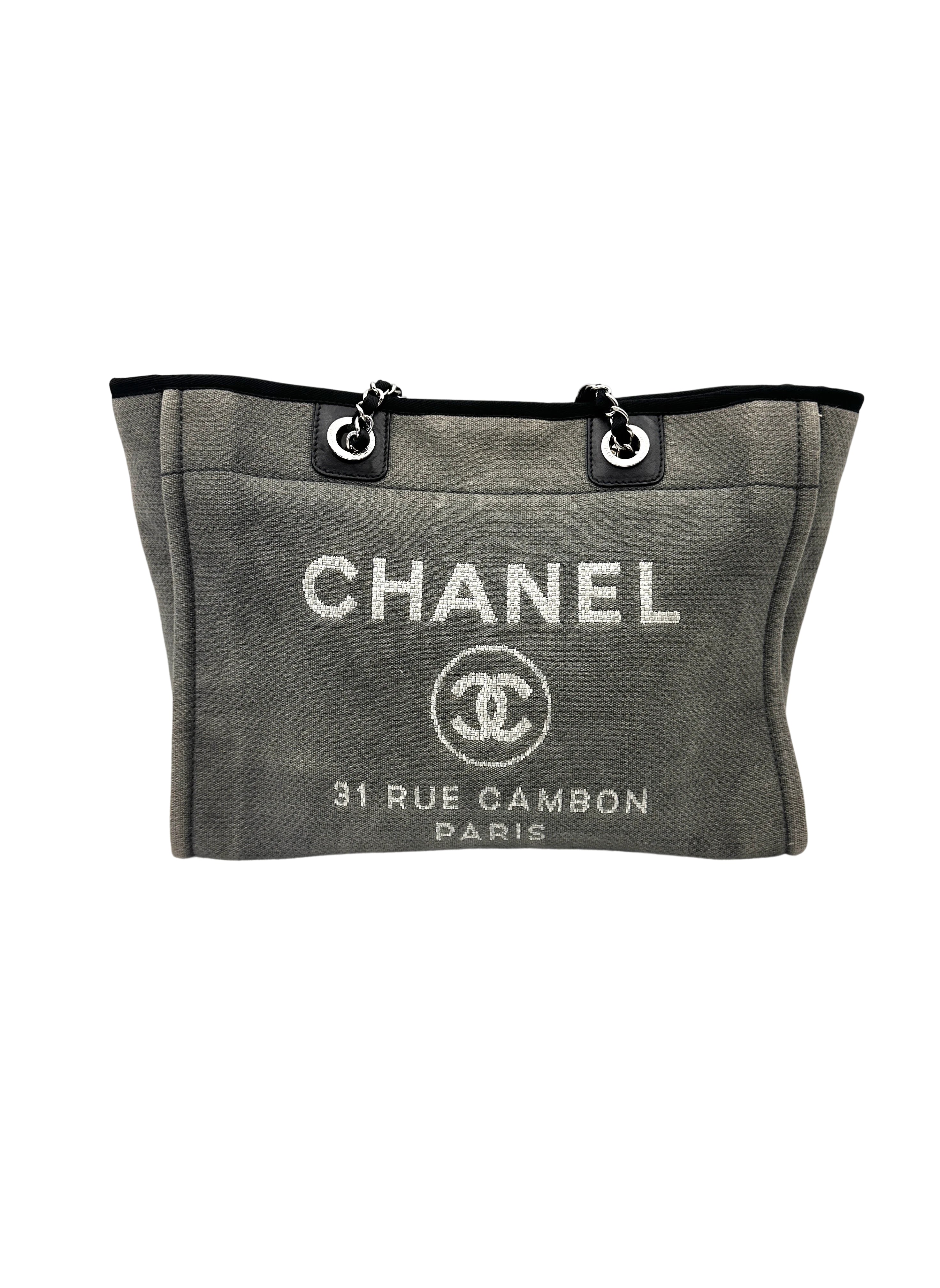 Chanel Deauville Grey Canvas Handle Bag(16***38) CC2038
