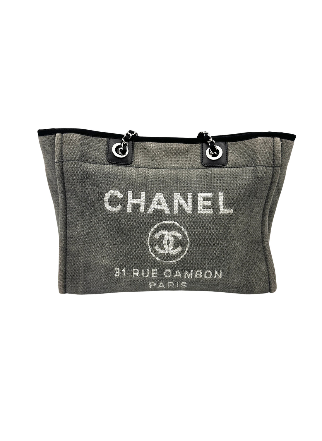 Chanel Deauville Grey Canvas Handle Bag(16***38) CC2038
