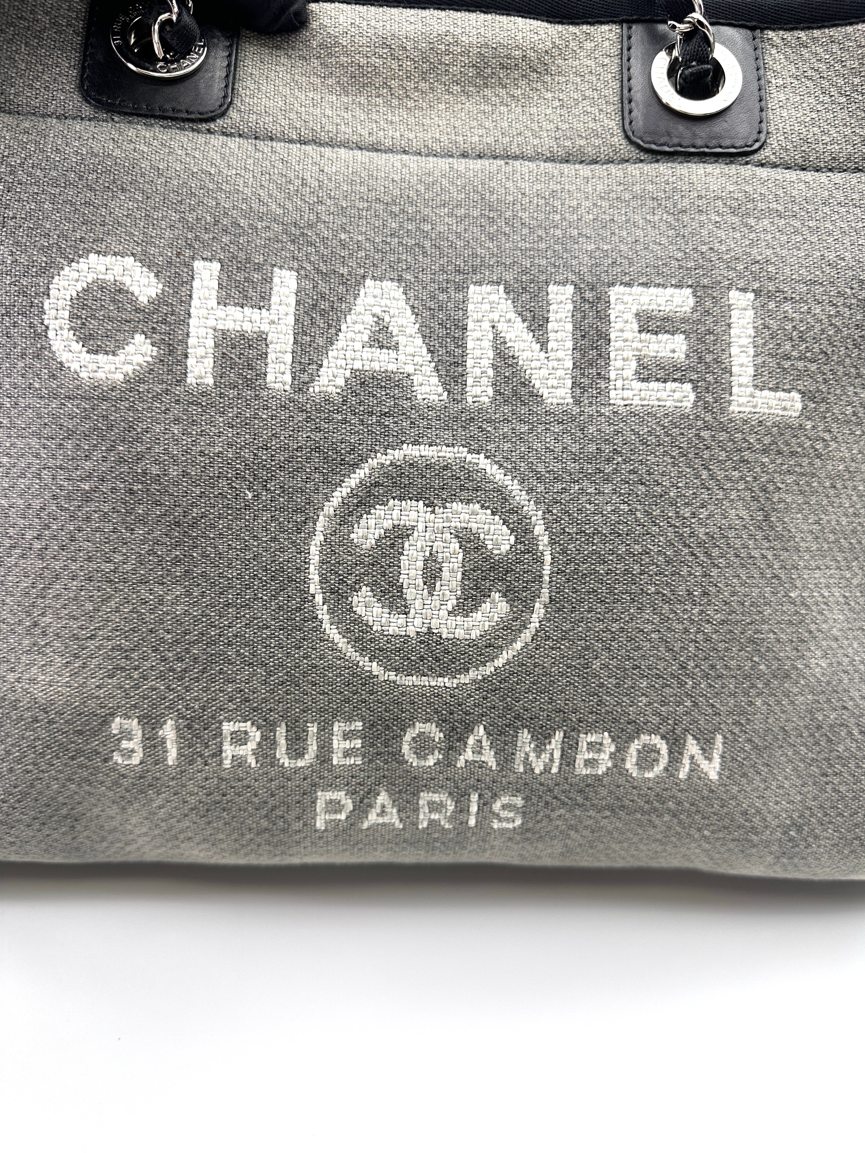 Chanel Deauville Grey Canvas Handle Bag(16***38) CC2038