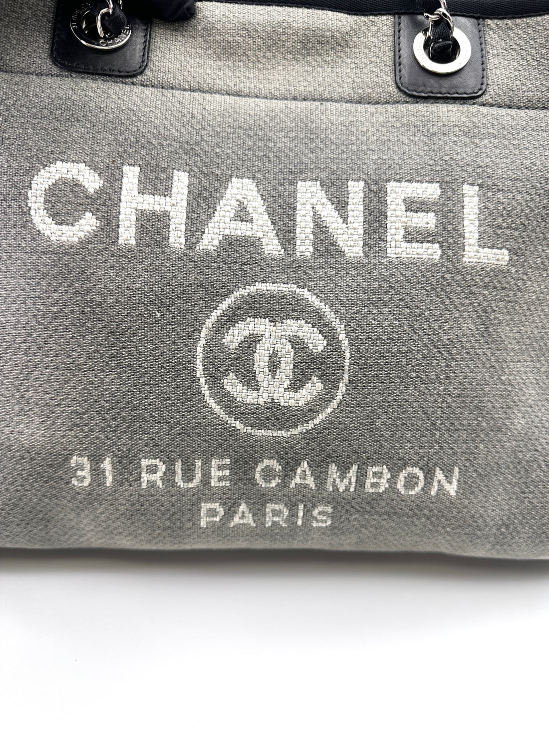 Chanel Deauville Grey Canvas Handle Bag(16***38) CC2038