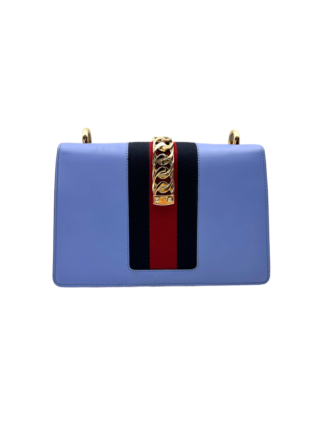 Gucci Sylvie Blue Leather Medium Size Shoulder Bag GG1120