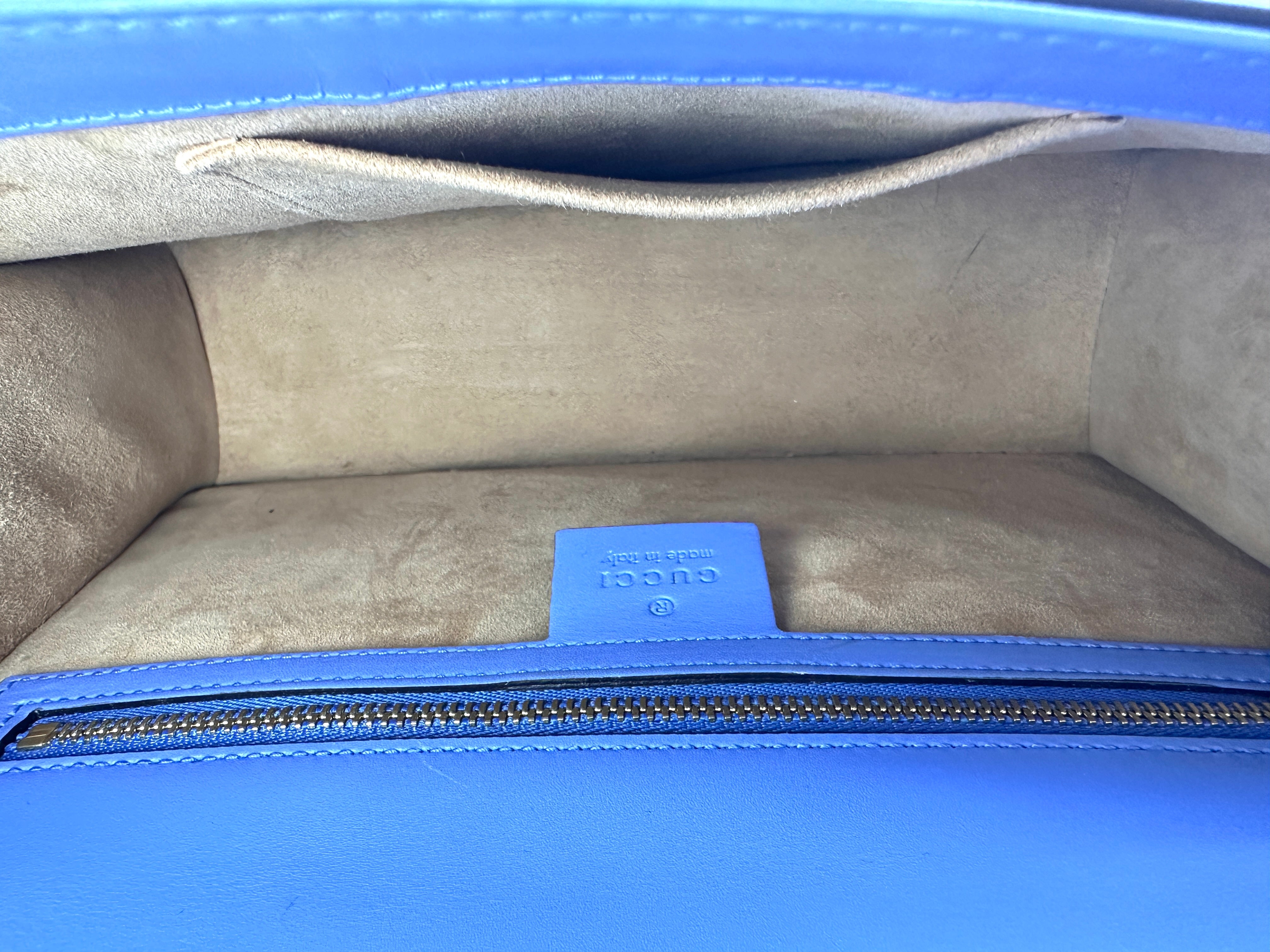 Gucci Sylvie Blue Leather Medium Size Shoulder Bag GG1120