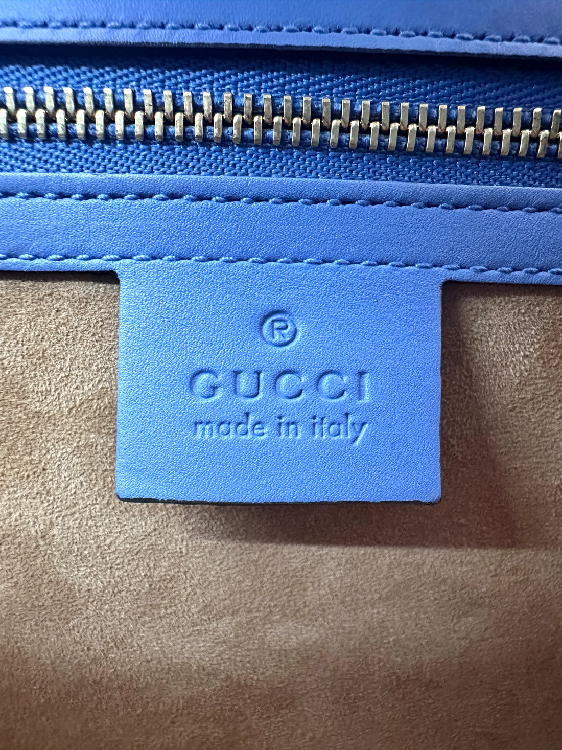 Gucci Sylvie Blue Leather Medium Size Shoulder Bag GG1120