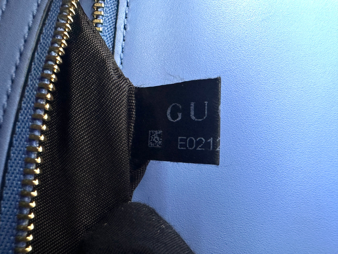 Gucci Sylvie Blue Leather Medium Size Shoulder Bag GG1120