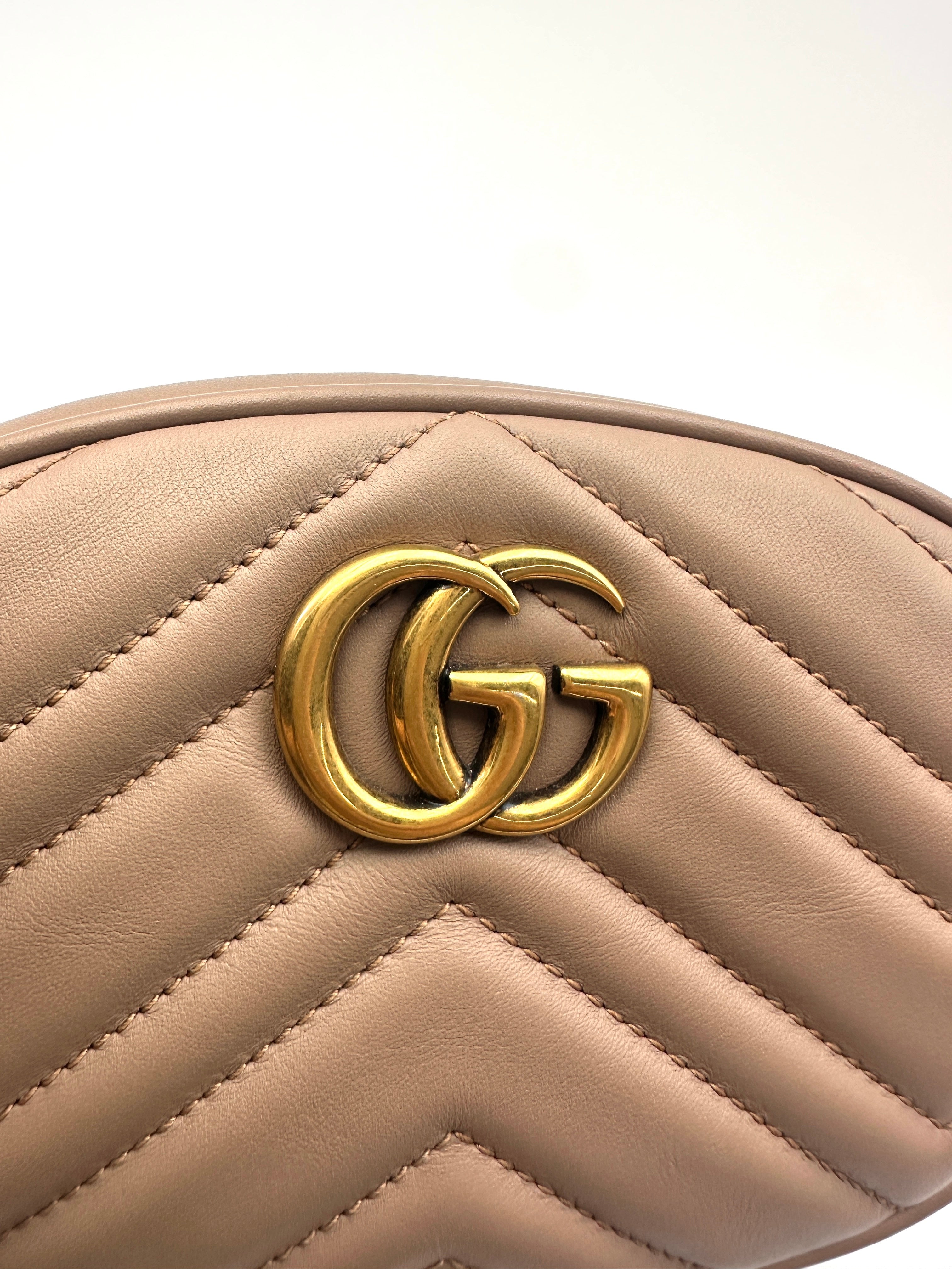 Gucci GG Marmont Beige Matelasse Leather Pouch GG1121