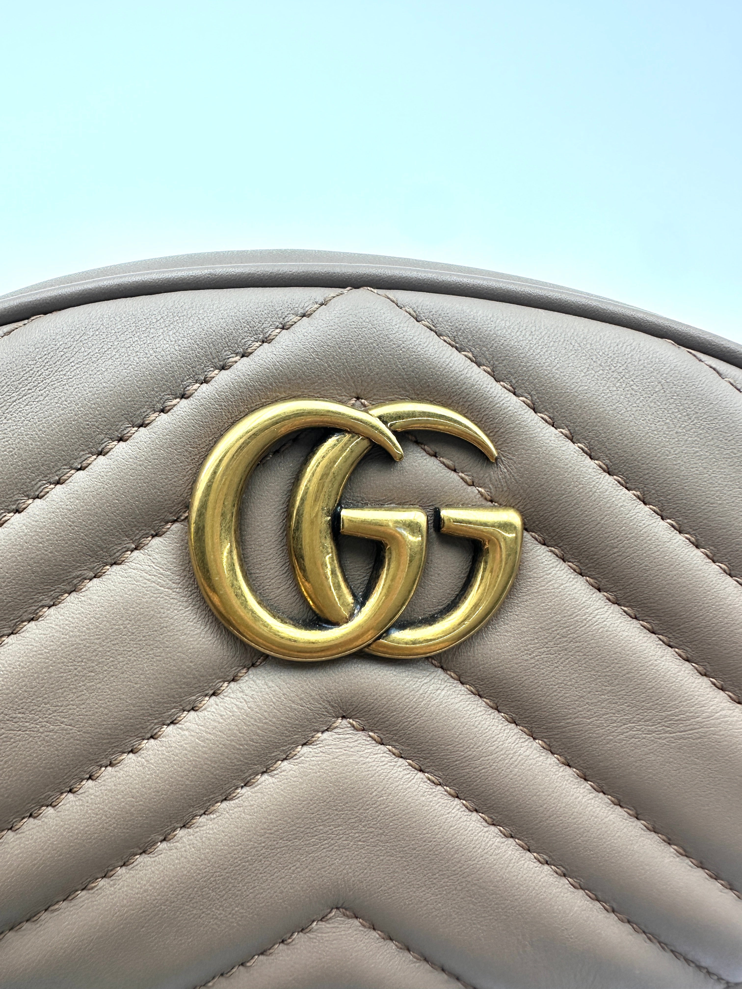 Gucci GG Marmont Beige Matelasse Leather Pouch GG1121