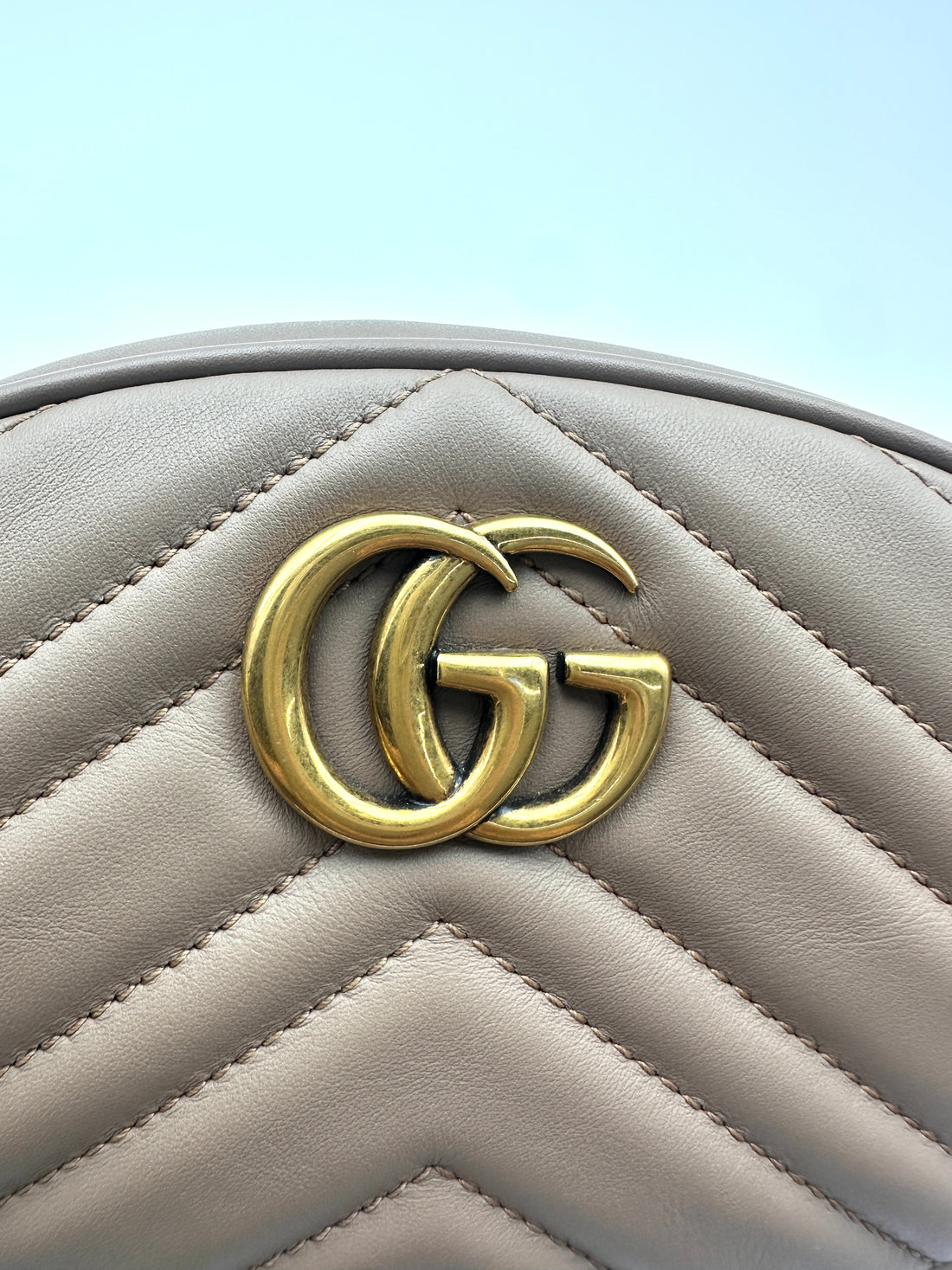Gucci GG Marmont Beige Matelasse Leather Pouch GG1121