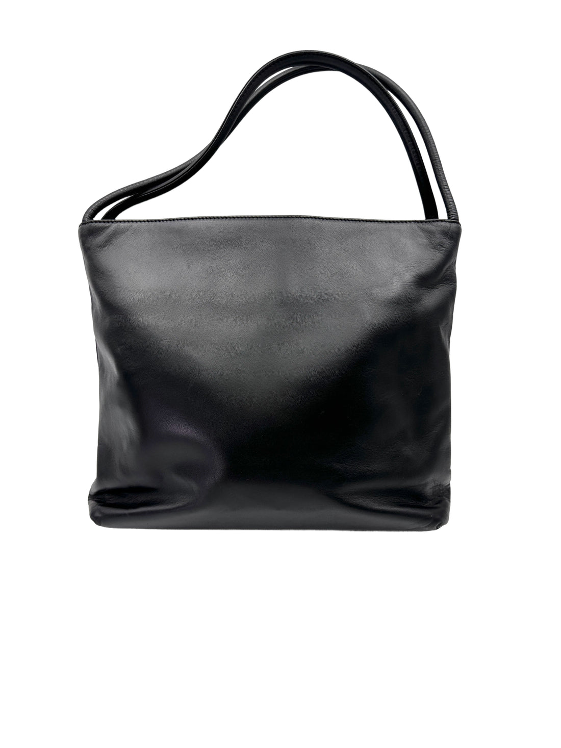 Prada Black Leather Triangle Logo Shoulder Bag PR395