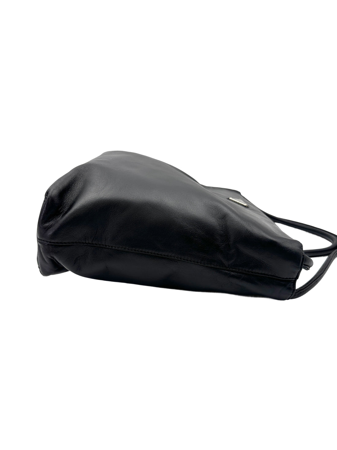 Prada Black Leather Triangle Logo Shoulder Bag PR395
