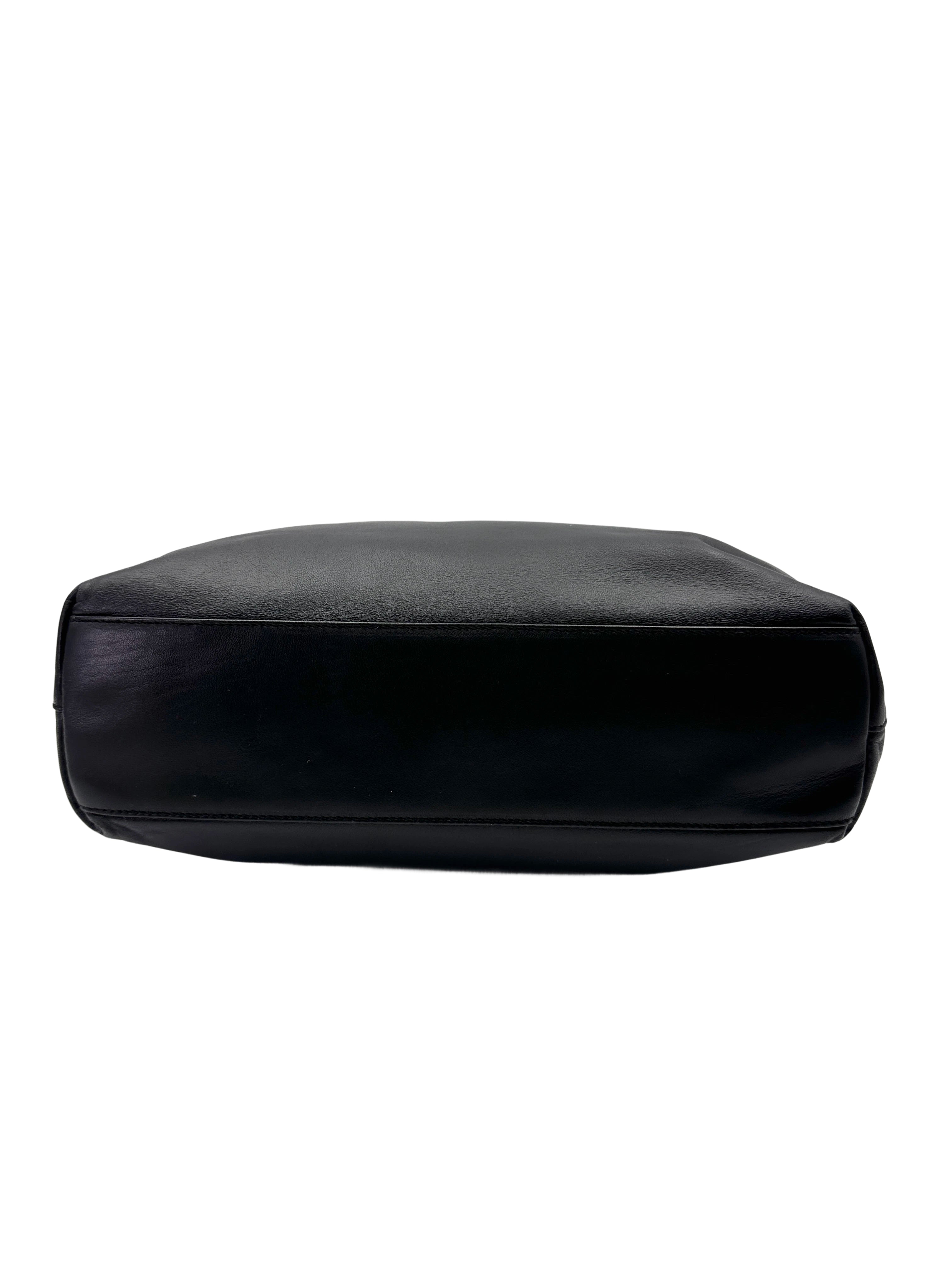 Prada Black Leather Triangle Logo Shoulder Bag PR395